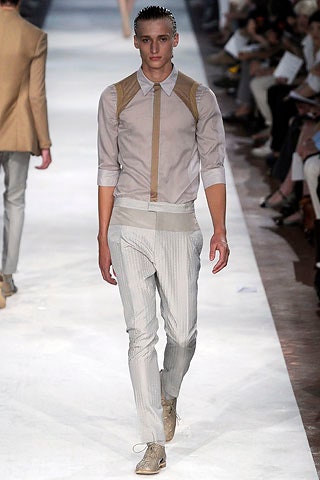 gray cotton slim pleated pants