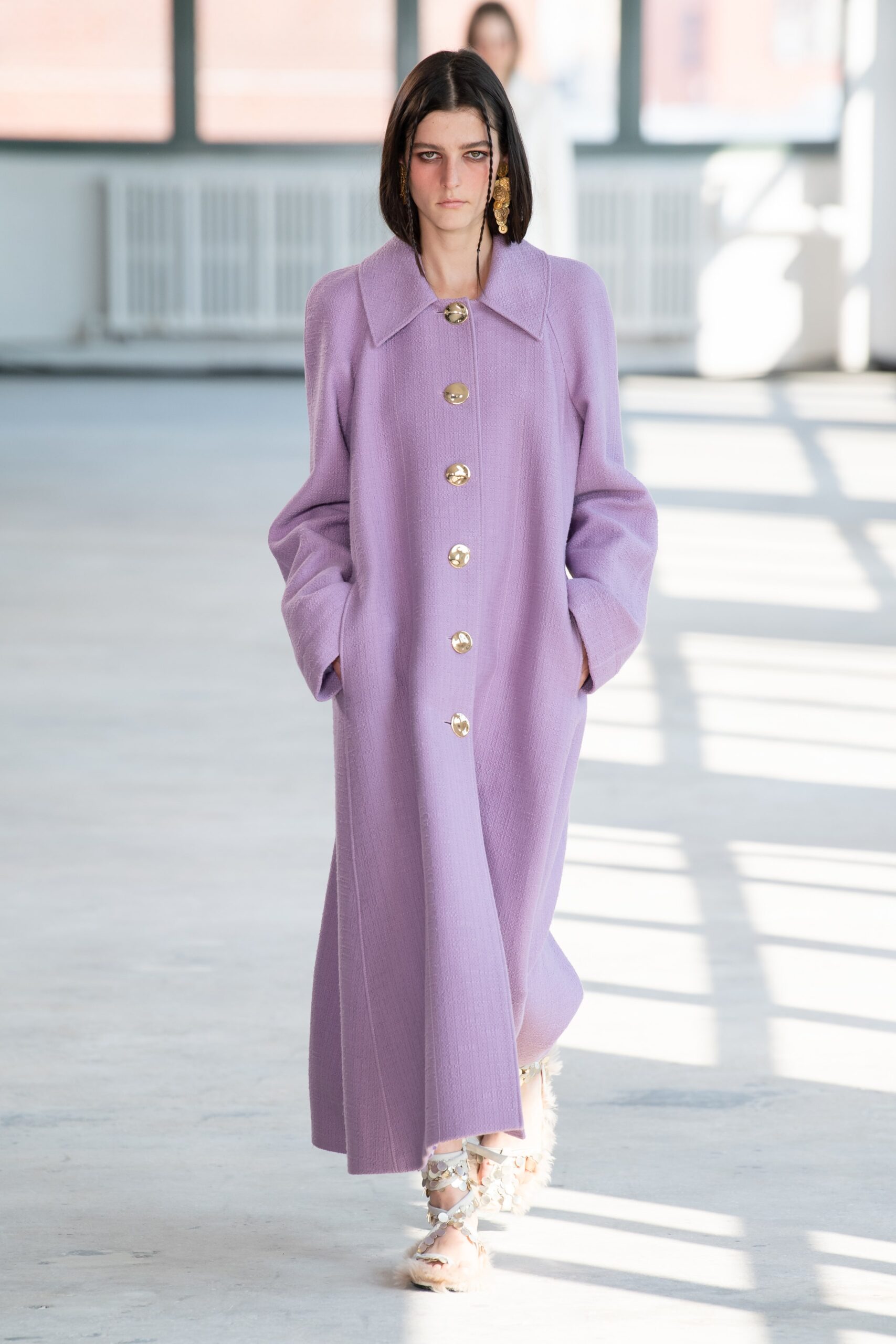 relaxed purple wool coat