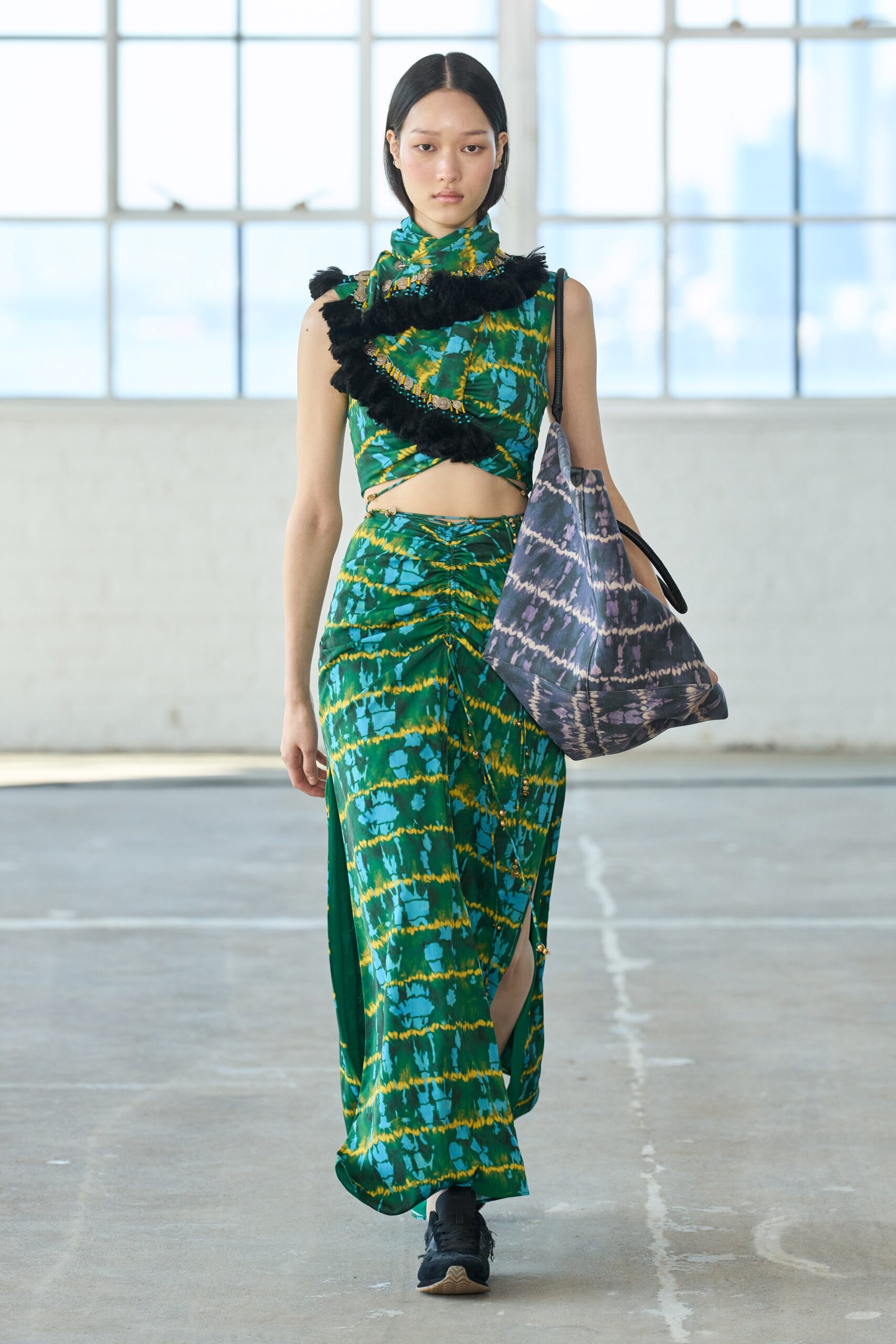 fitted green silk maxi dress