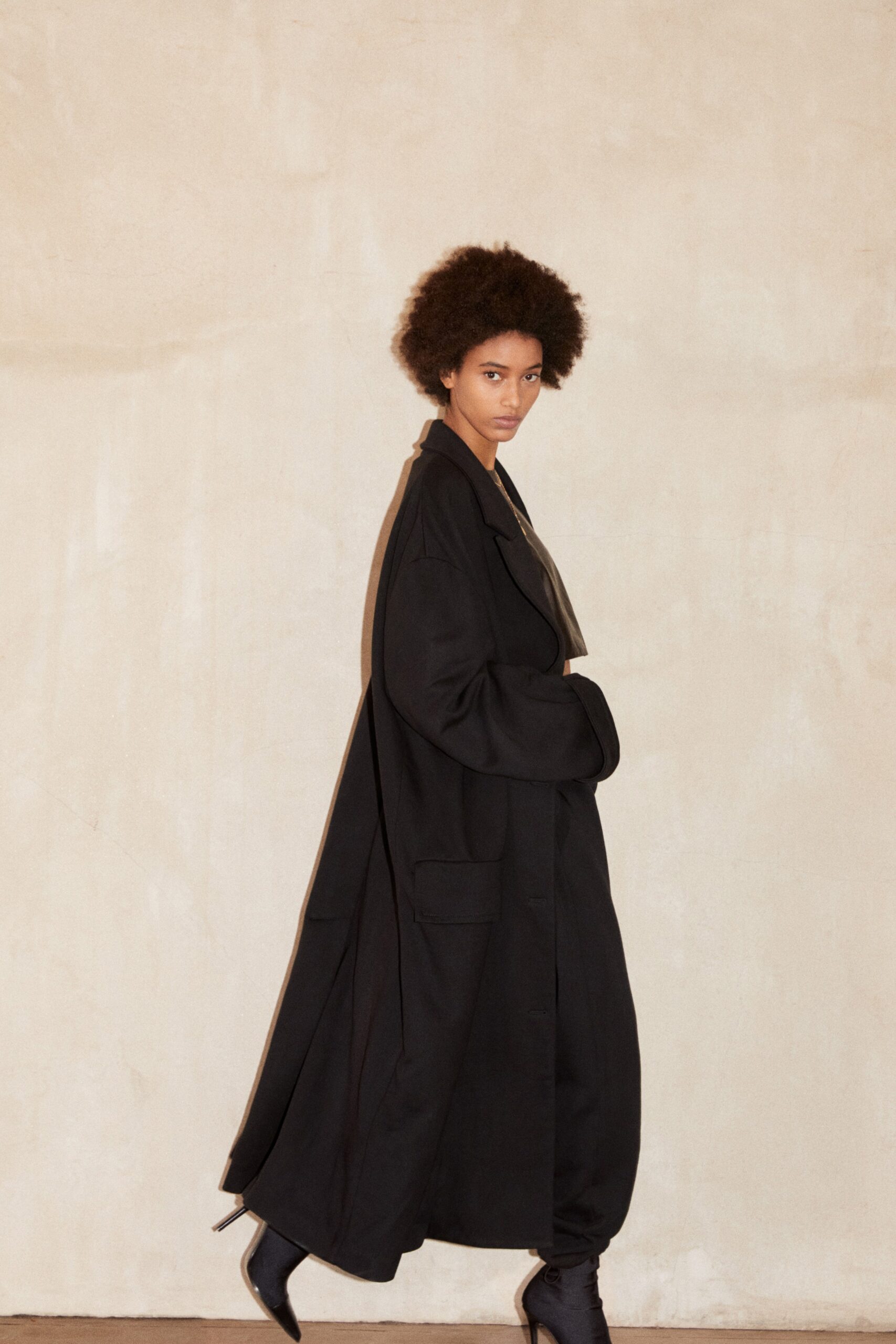 oversized black wool coat