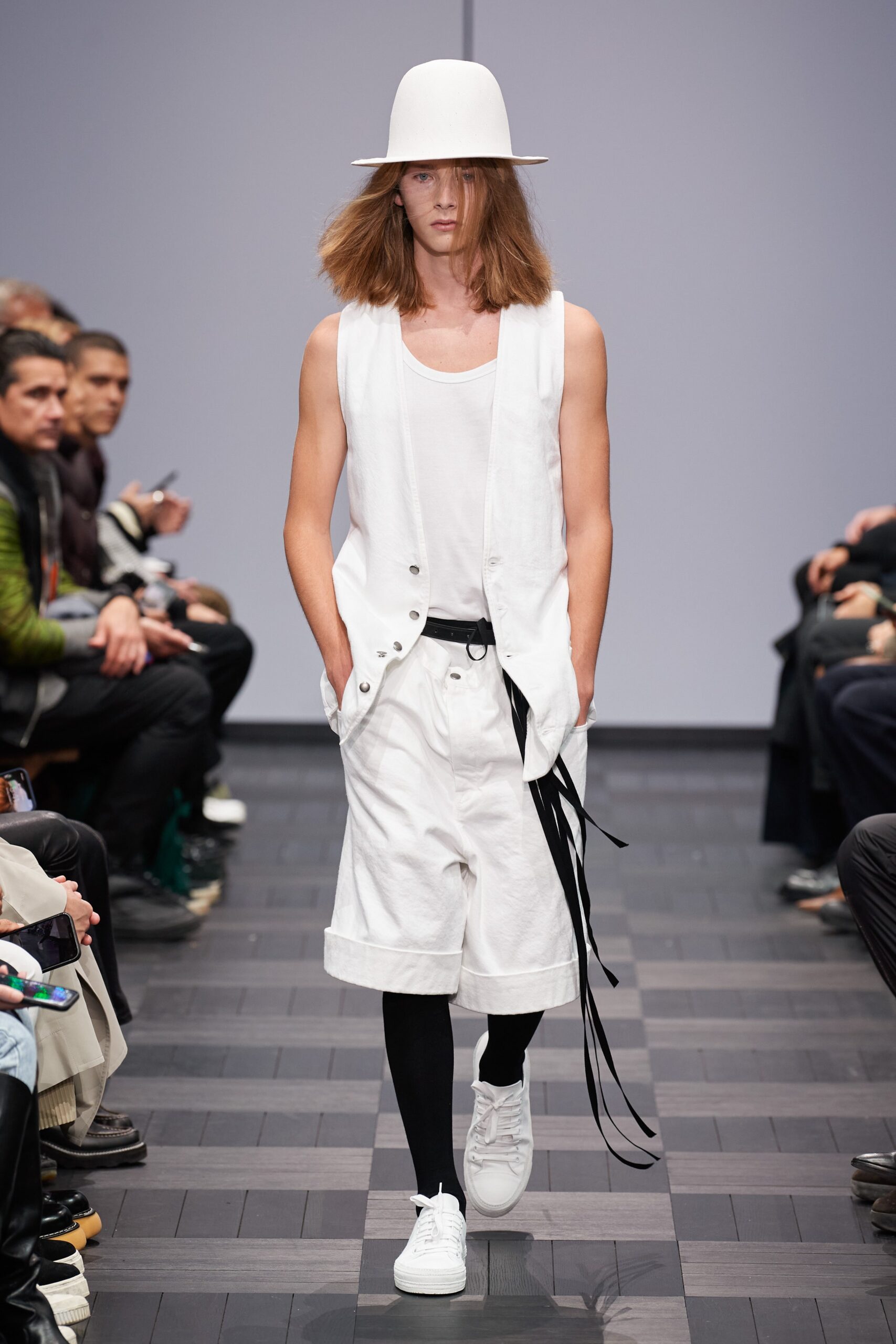 white cotton sleeveless collared fitted buttoned vest