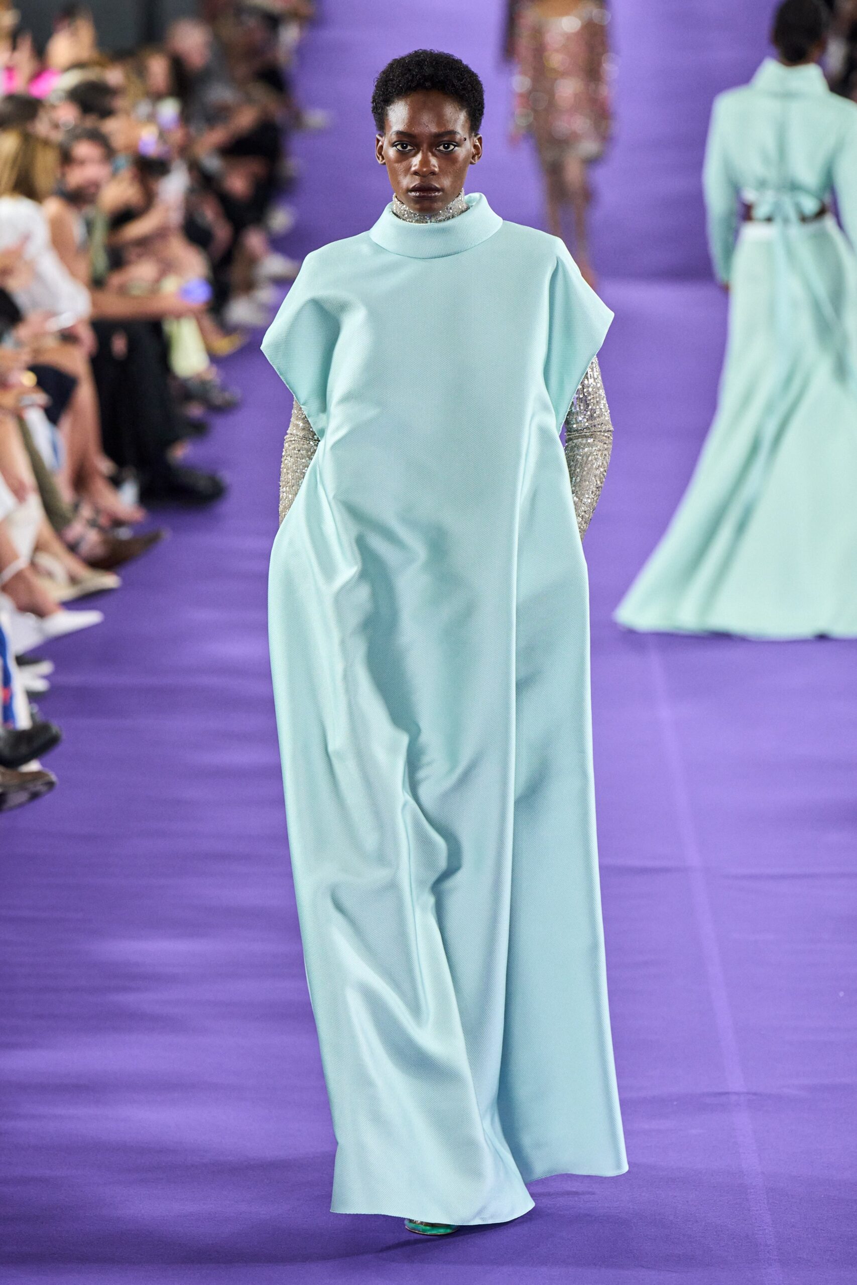 blue silk relaxed gown