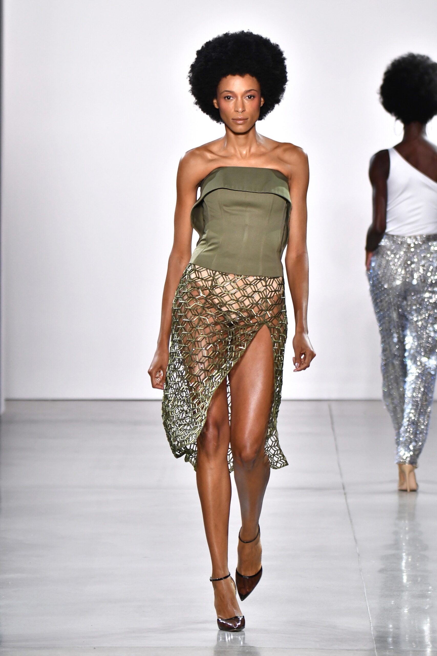 beige mesh relaxed layered sheer skirt