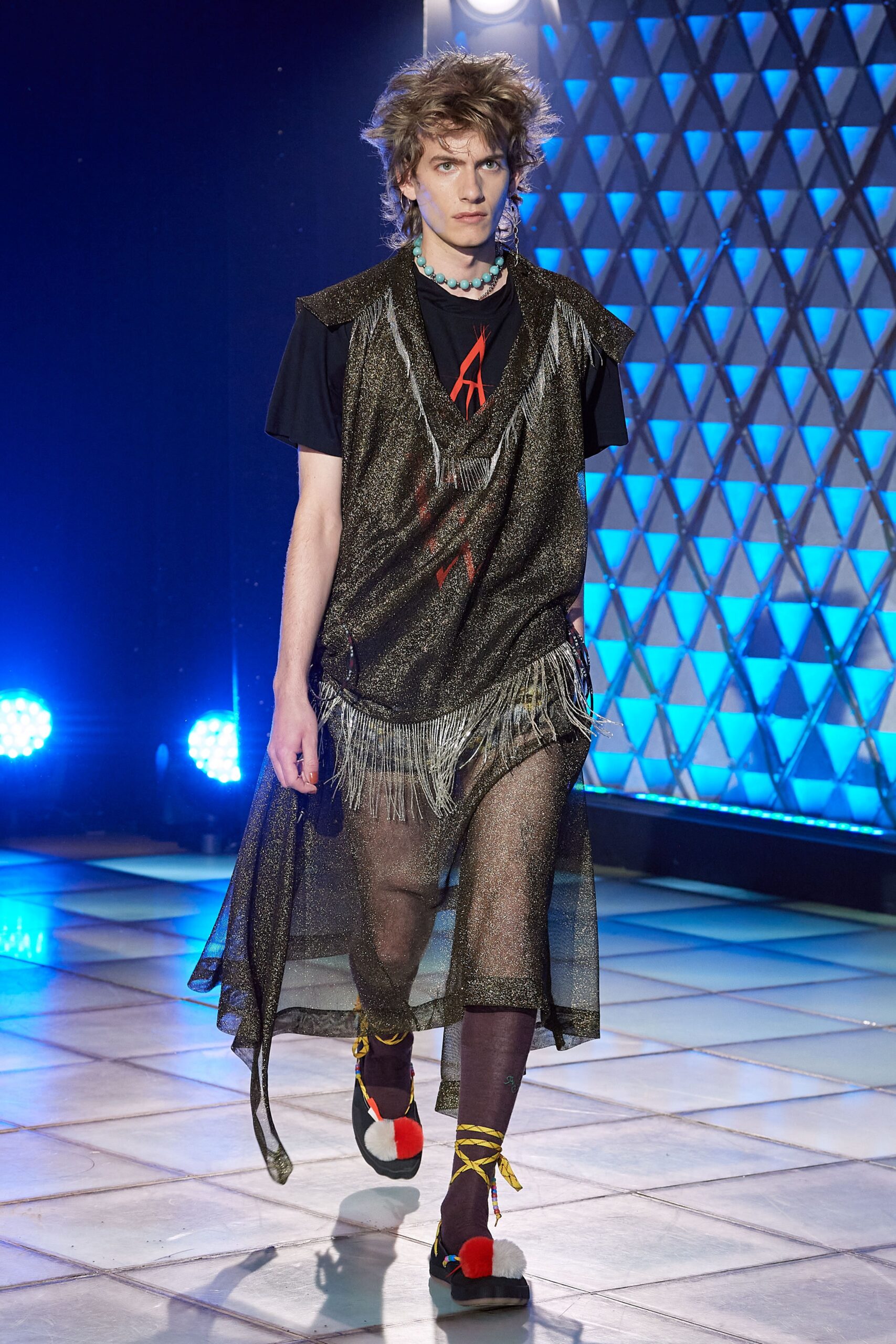 black gold fringed midi dress