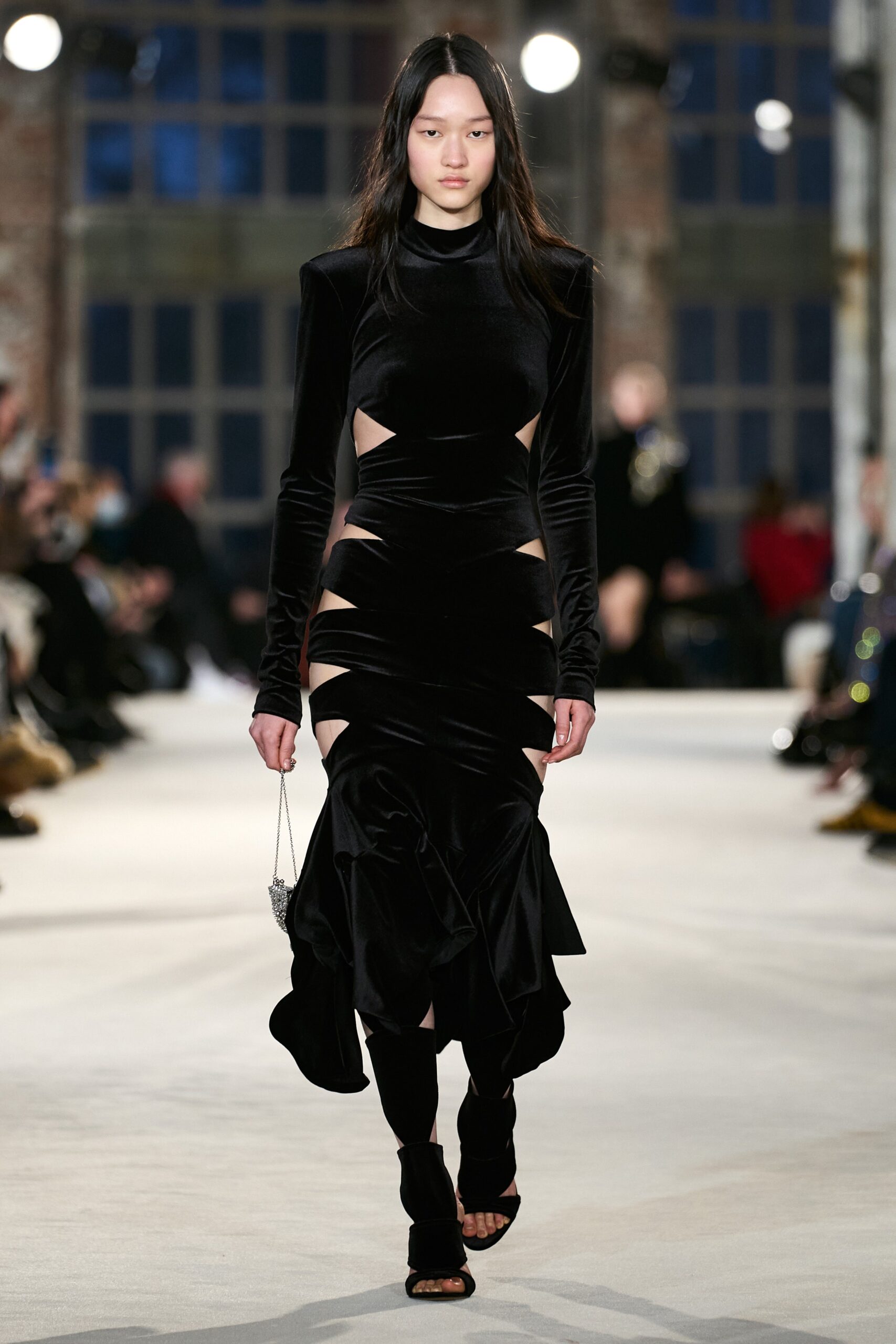 black velvet fitted dress