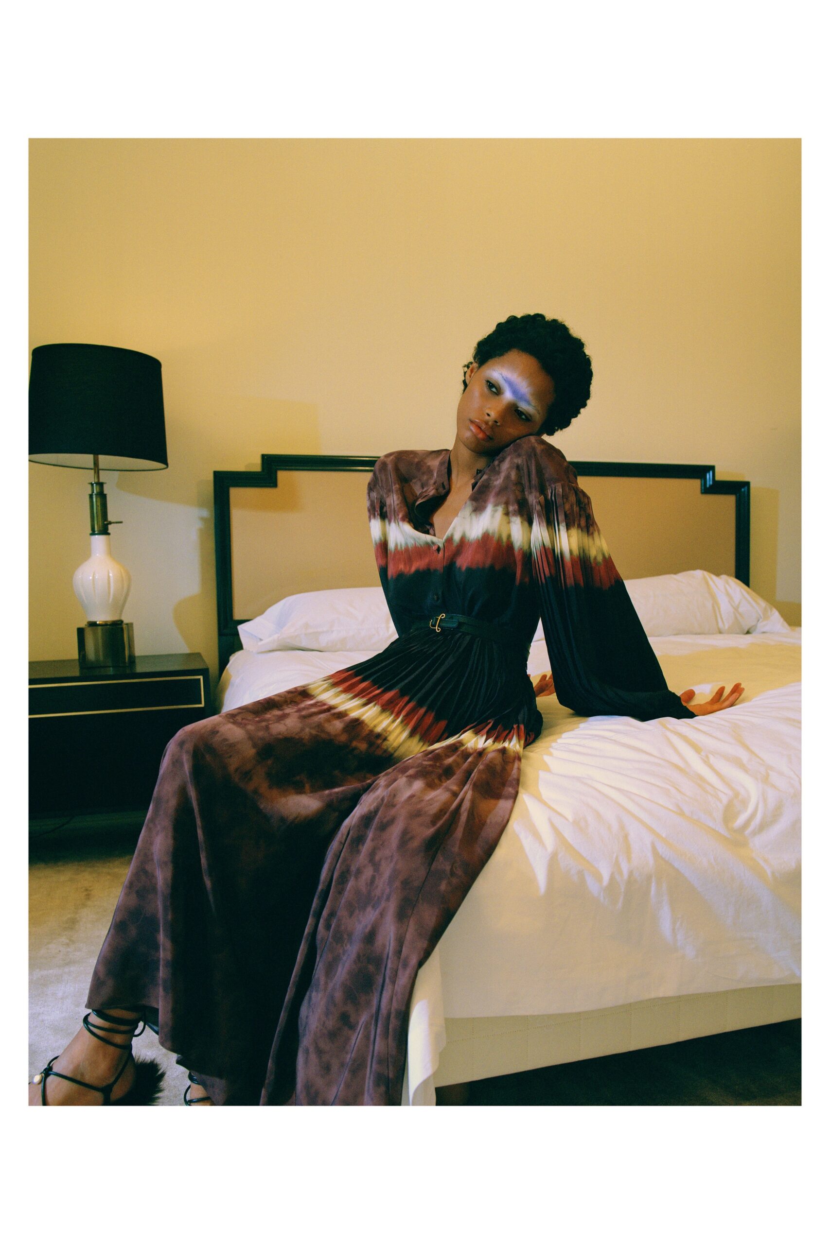 brown and orange tiered maxi dress