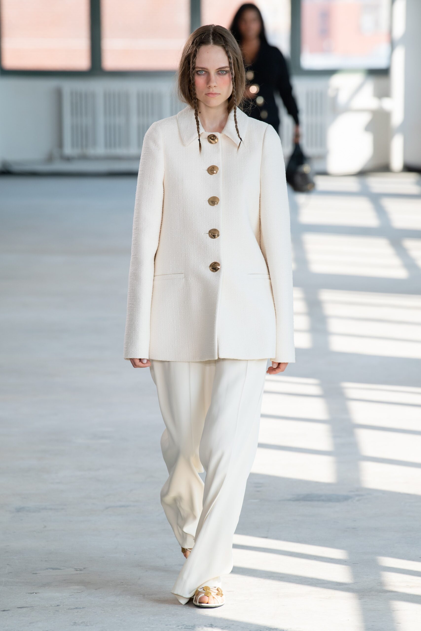 white relaxed blazer and pants