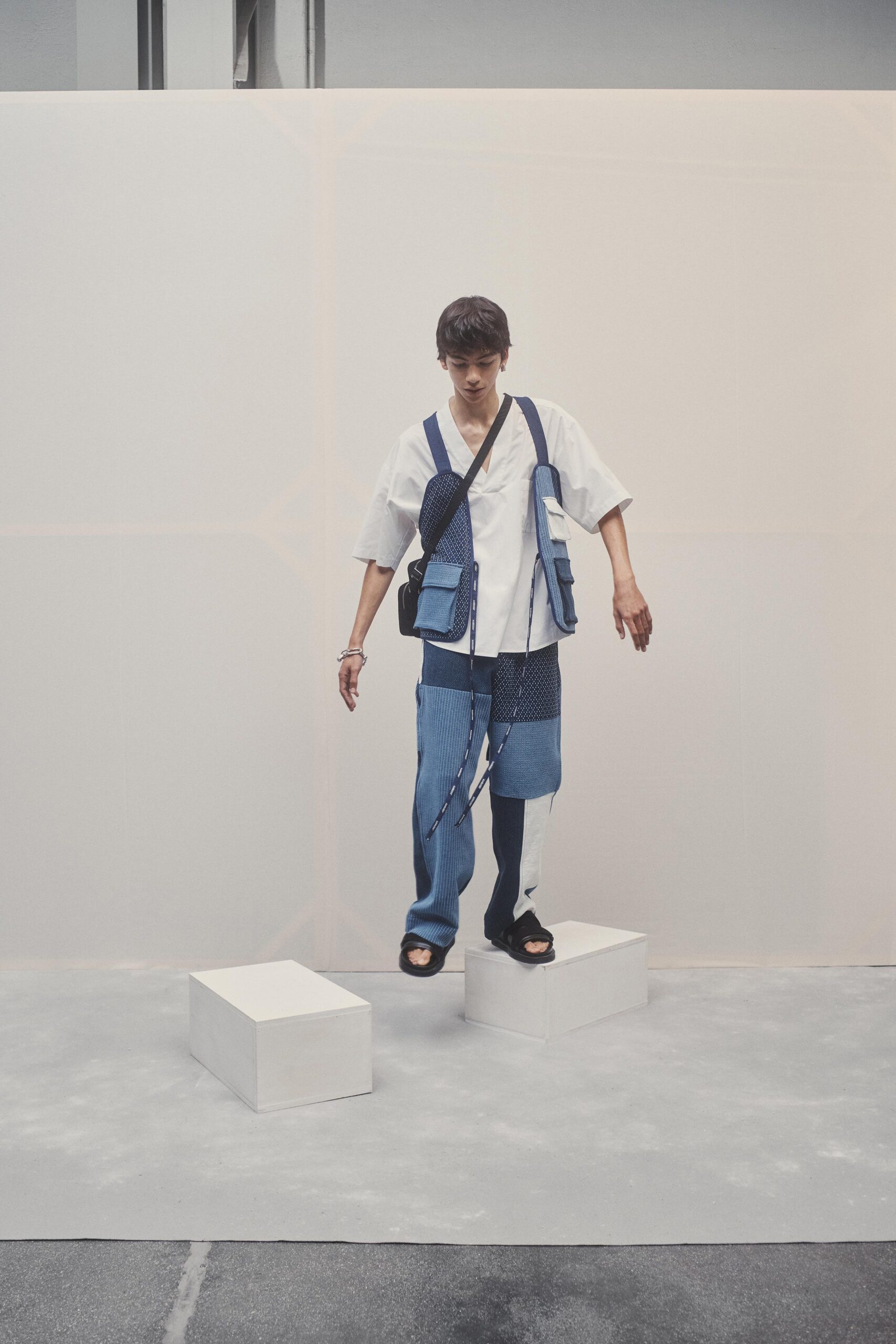 relaxed white shirt with blue pants