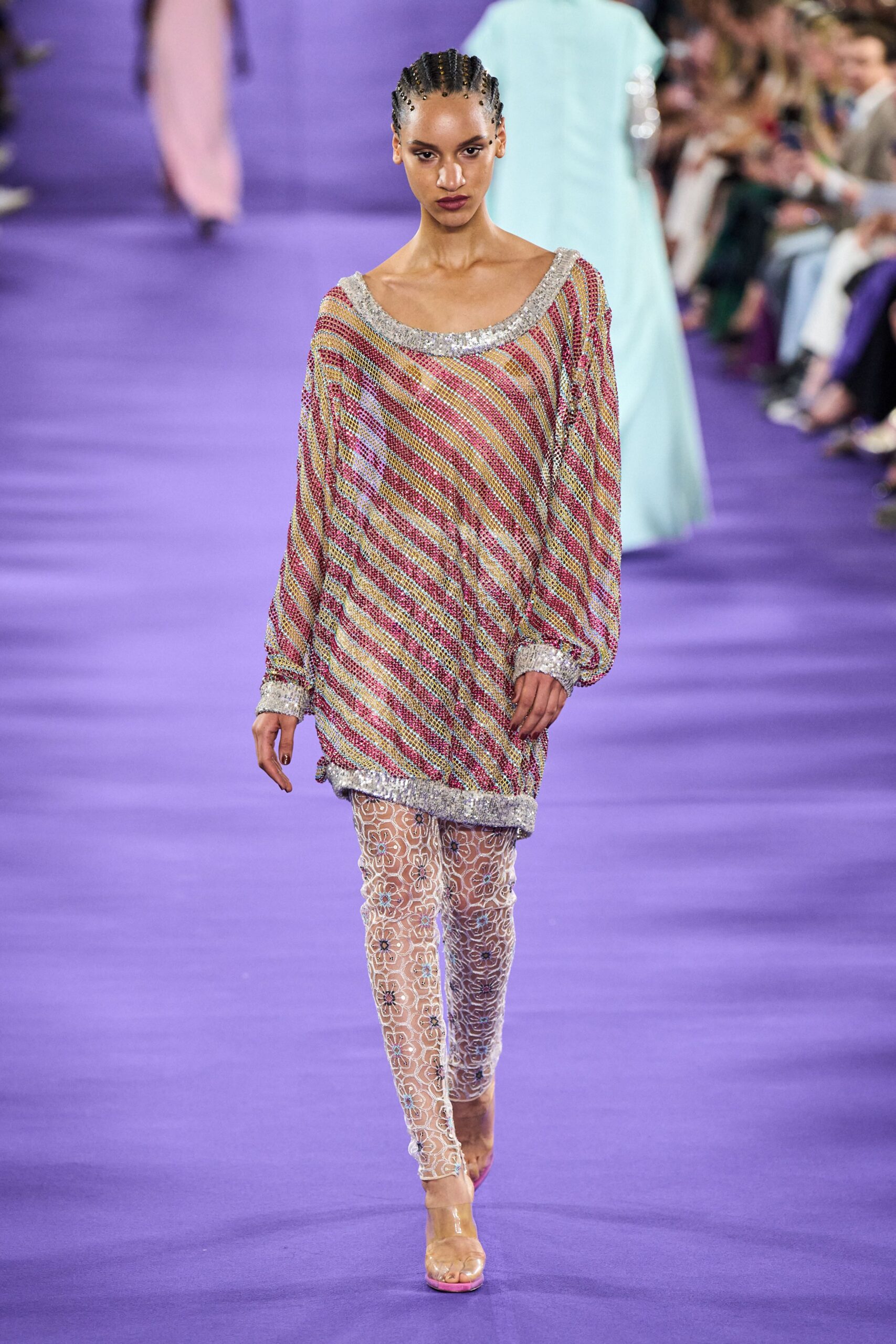 pink embellished top with leggings