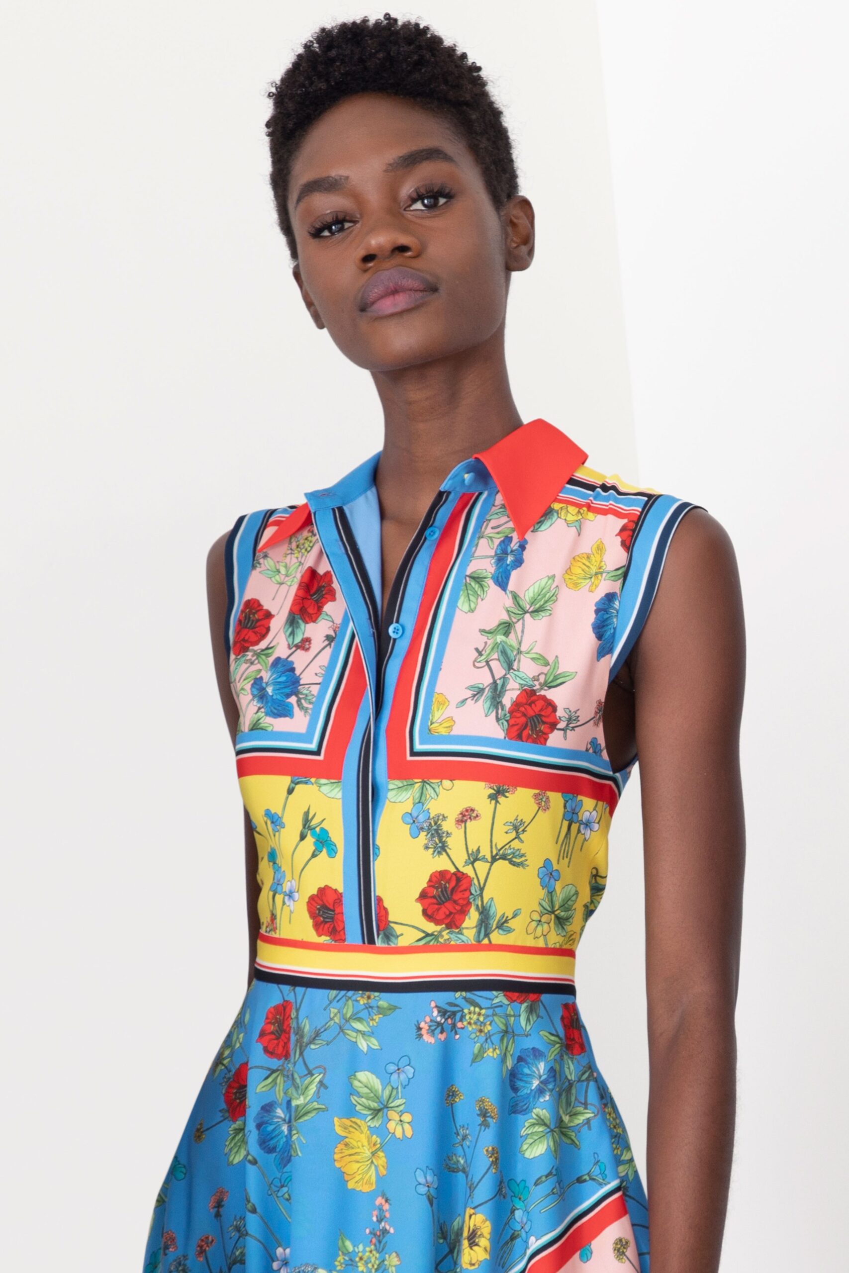 colorful floral sleeveless dress
