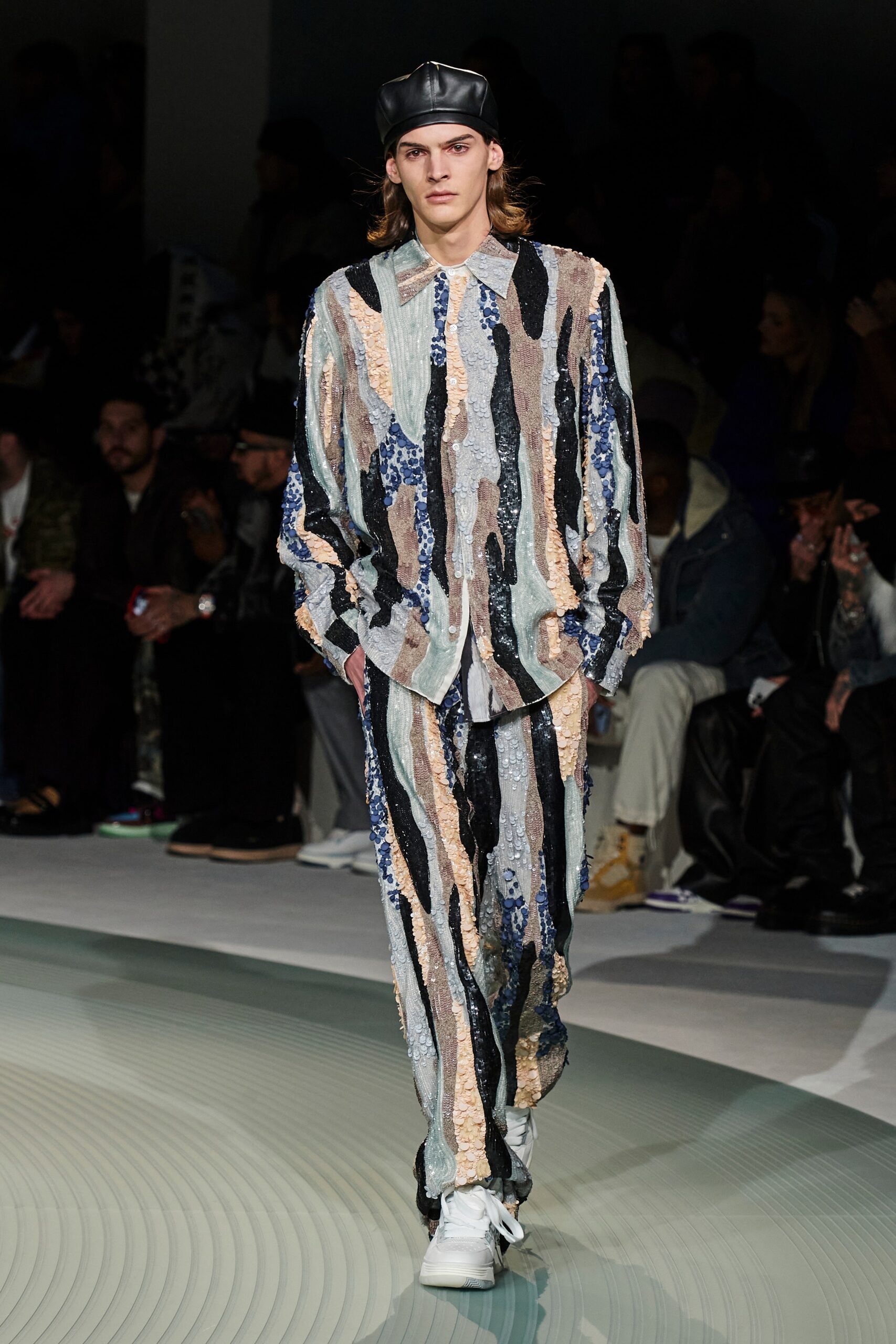 multi-colored silk shirt and pants