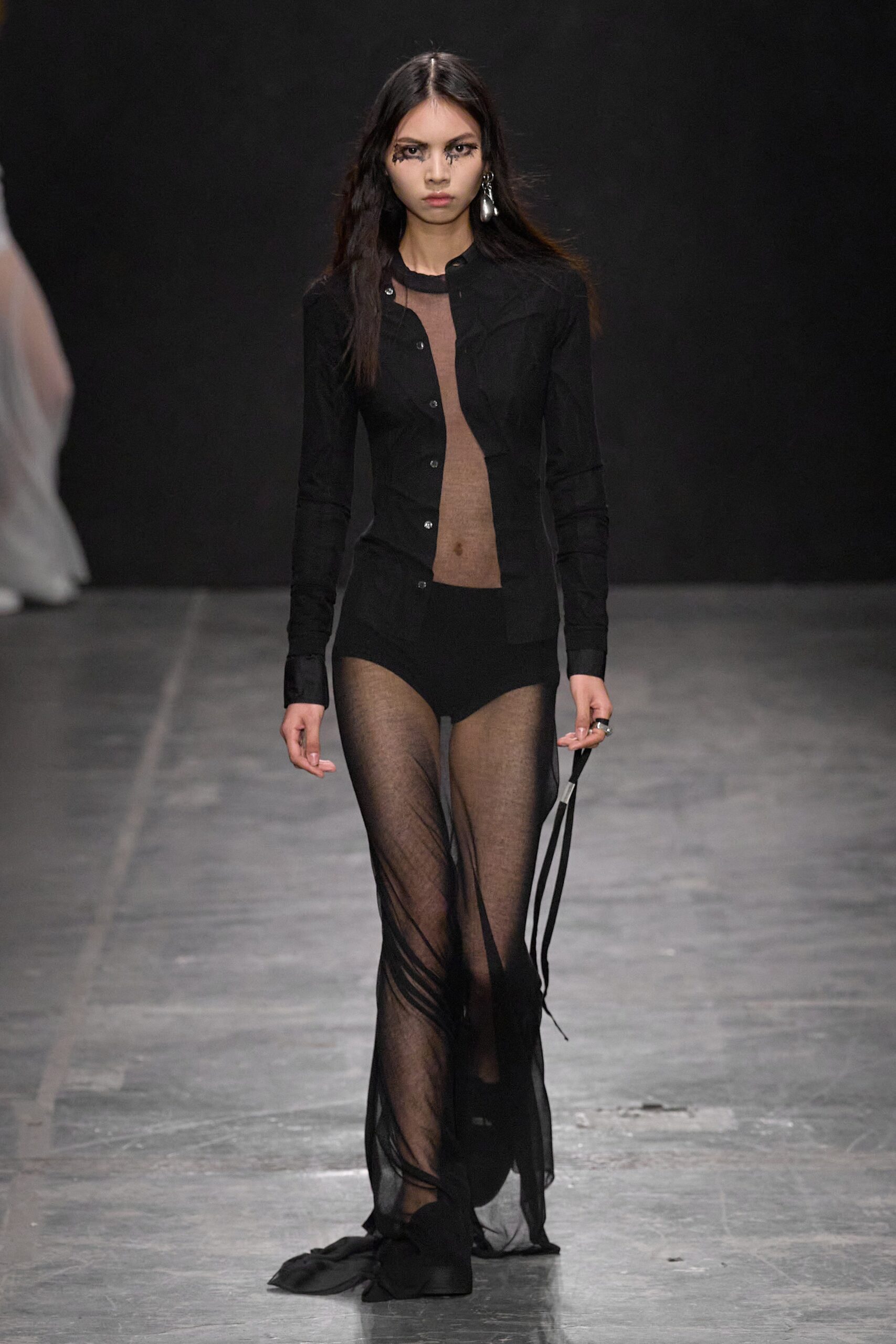 black sheer maxi dress and fitted top