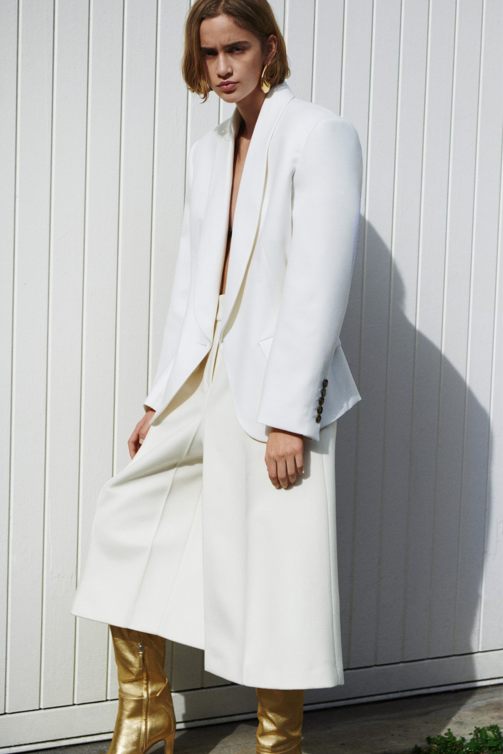 white cotton relaxed wide-leg culottes