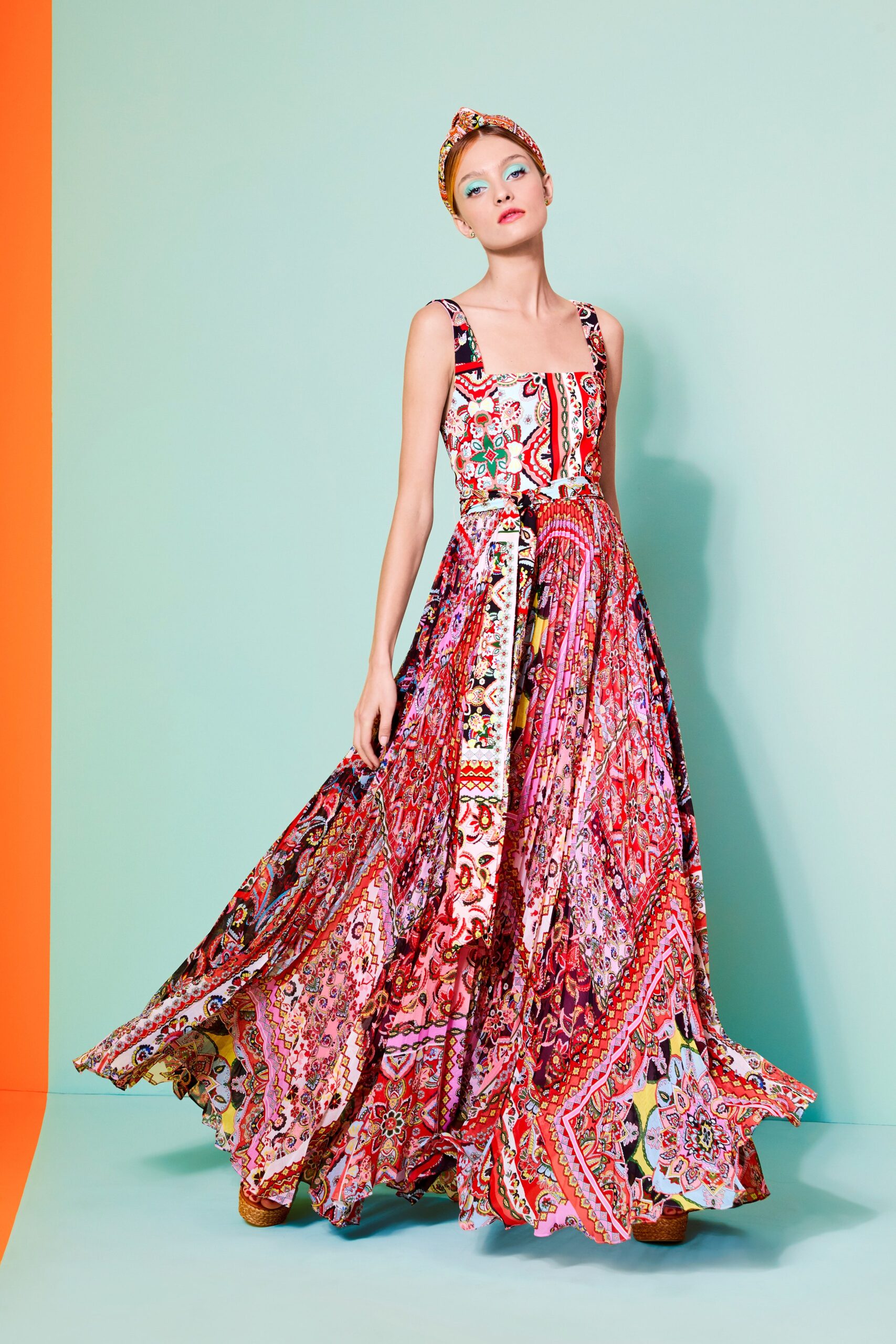 multi-colored flowing gown