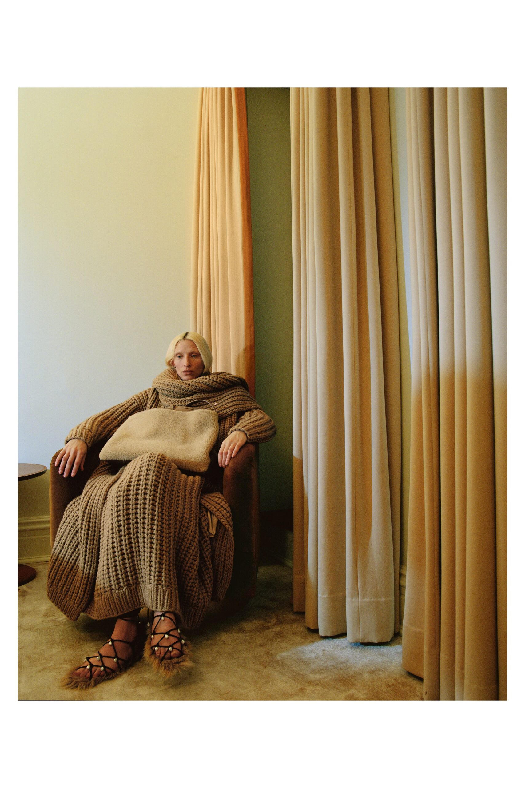 beige relaxed knit maxi dress