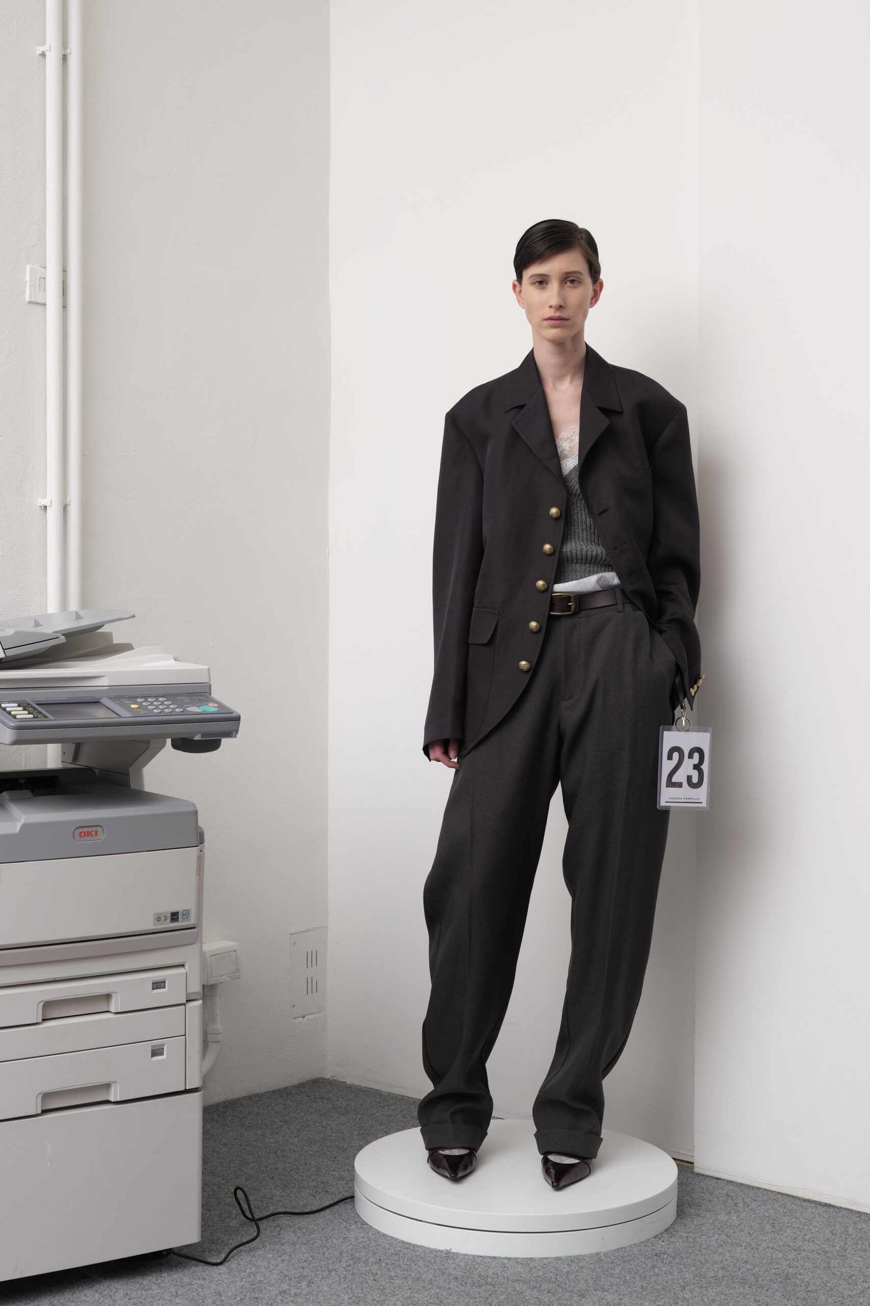 oversized black blazer with relaxed pants