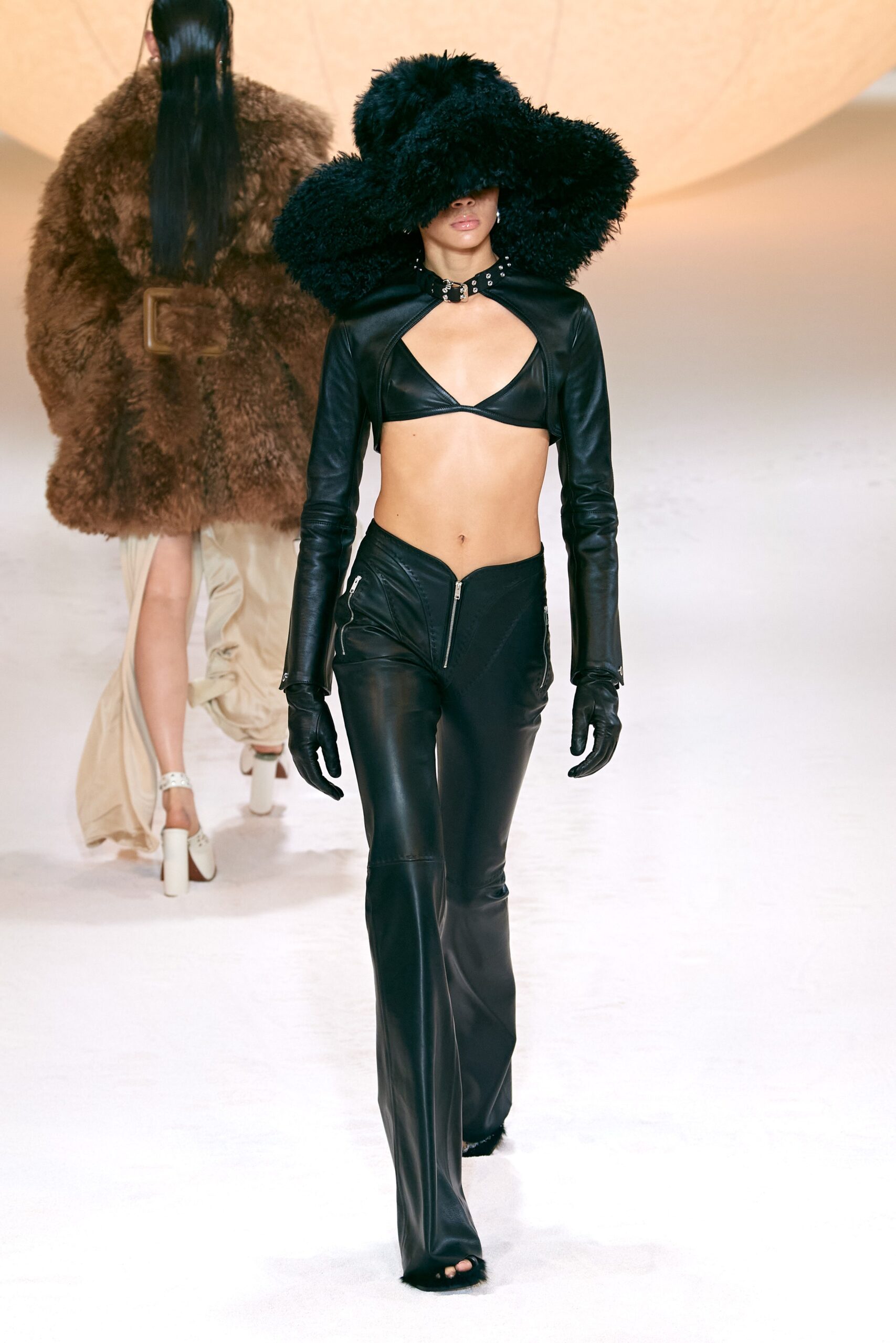 black leather gloves