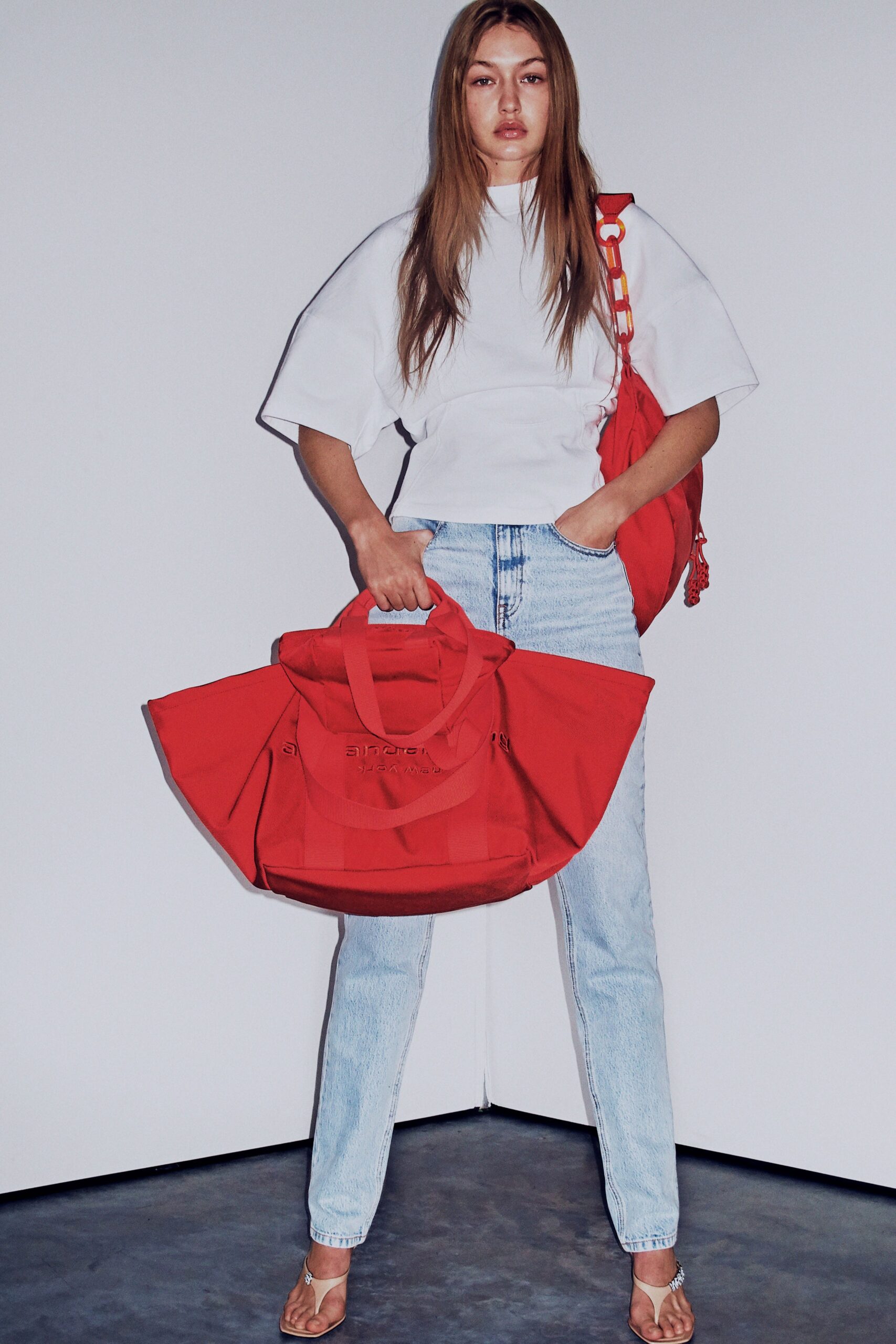 white relaxed top with blue jeans