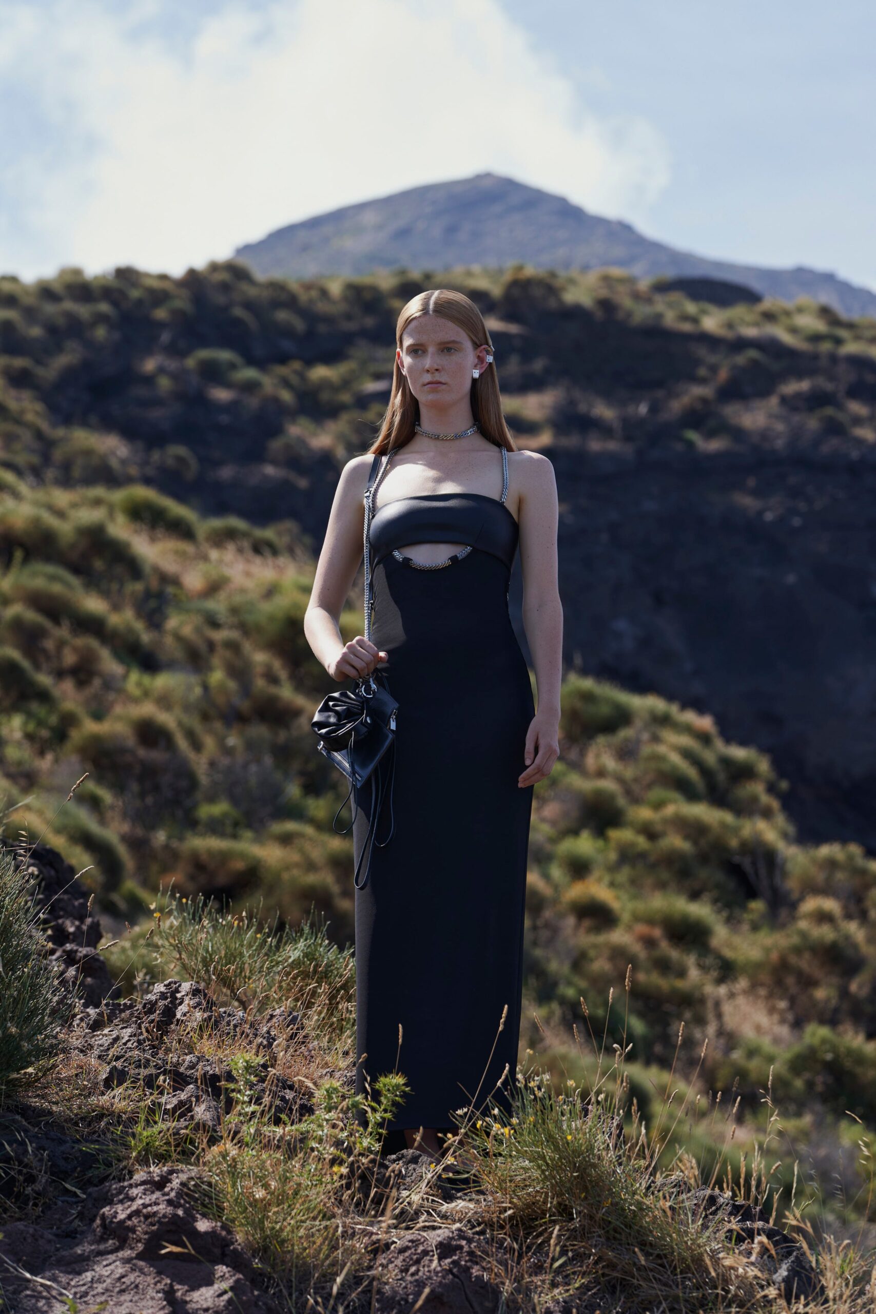 black silk sleeveless dress