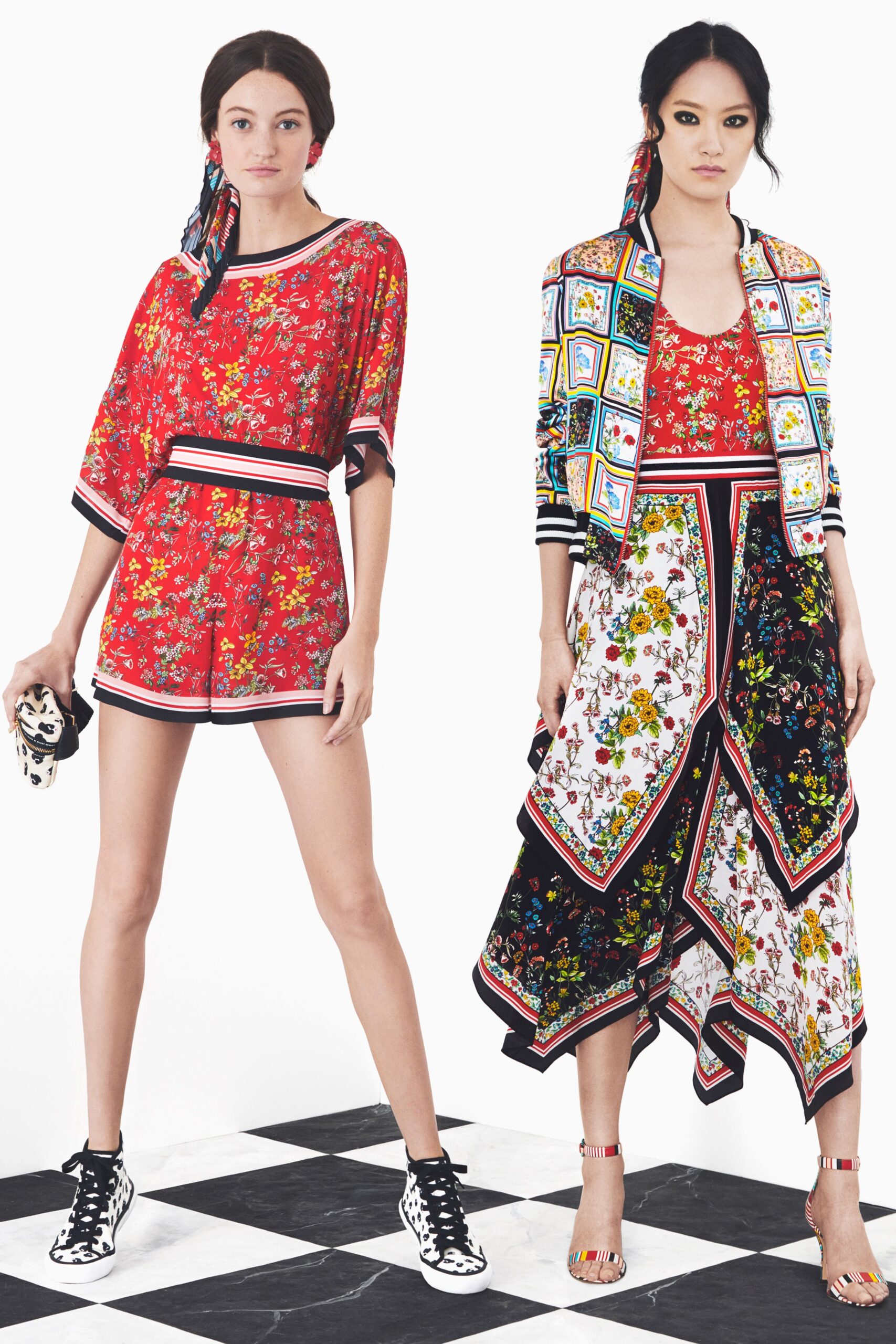 floral romper and printed jacket