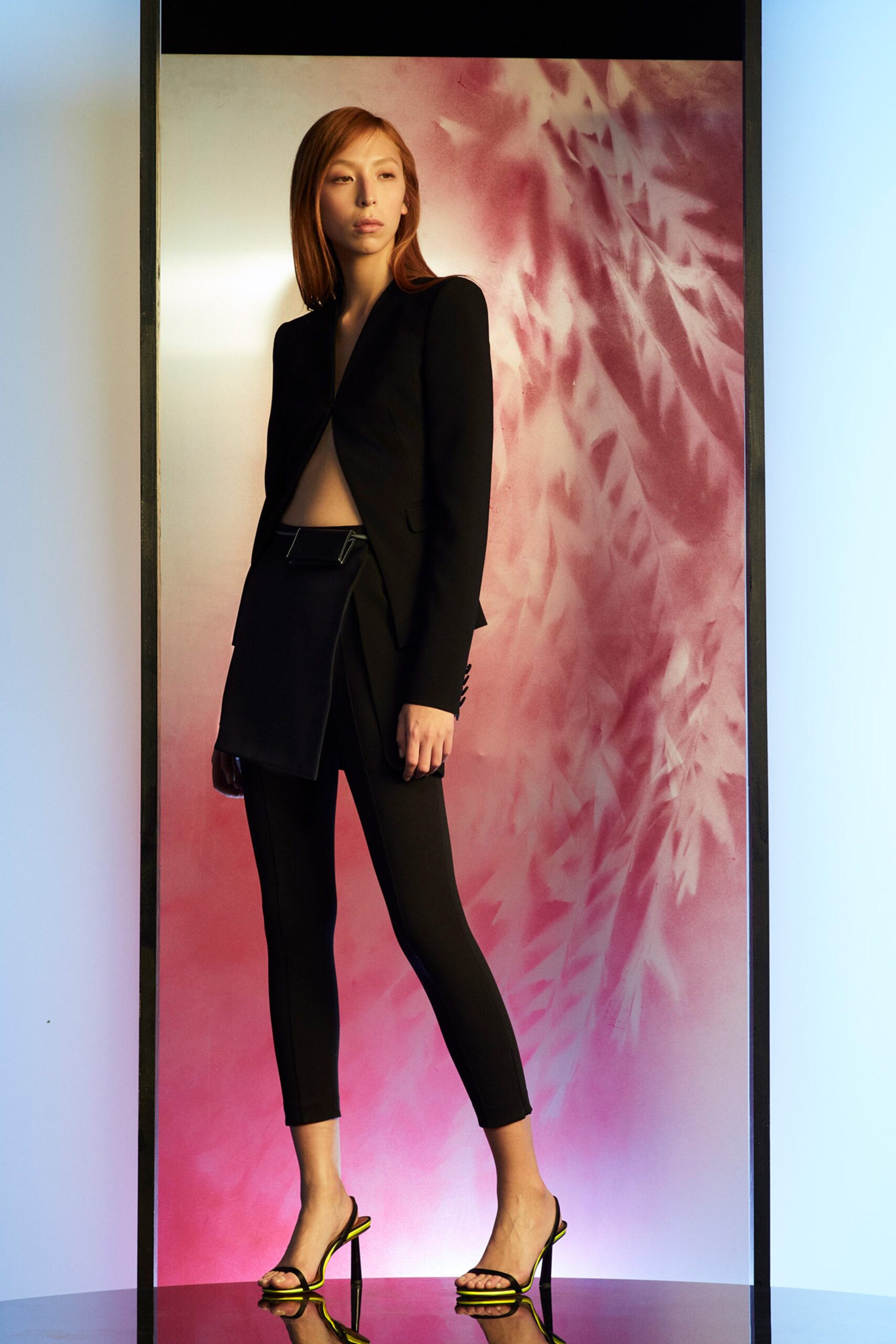 black fitted blazer with pants