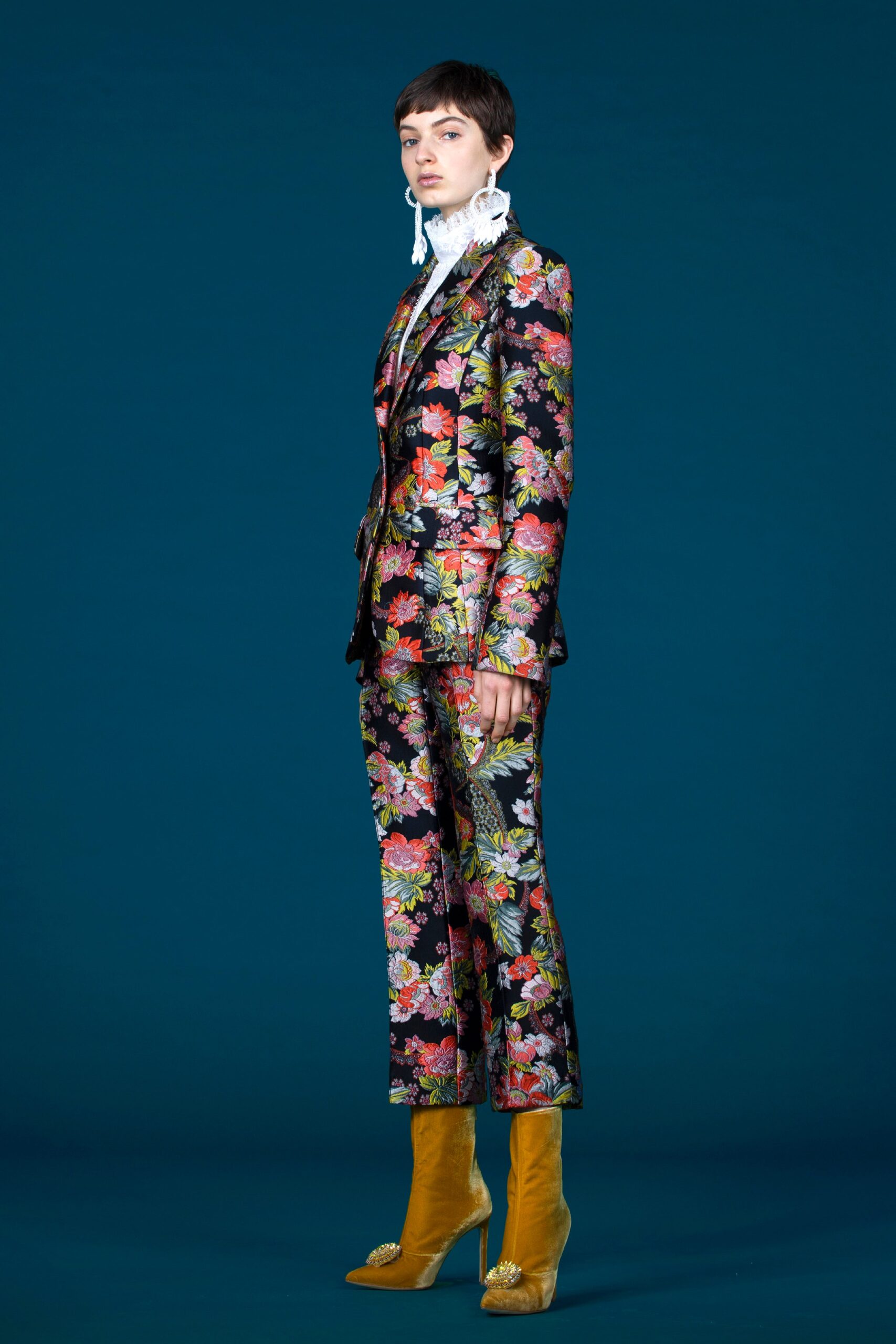 floral silk tailored suit