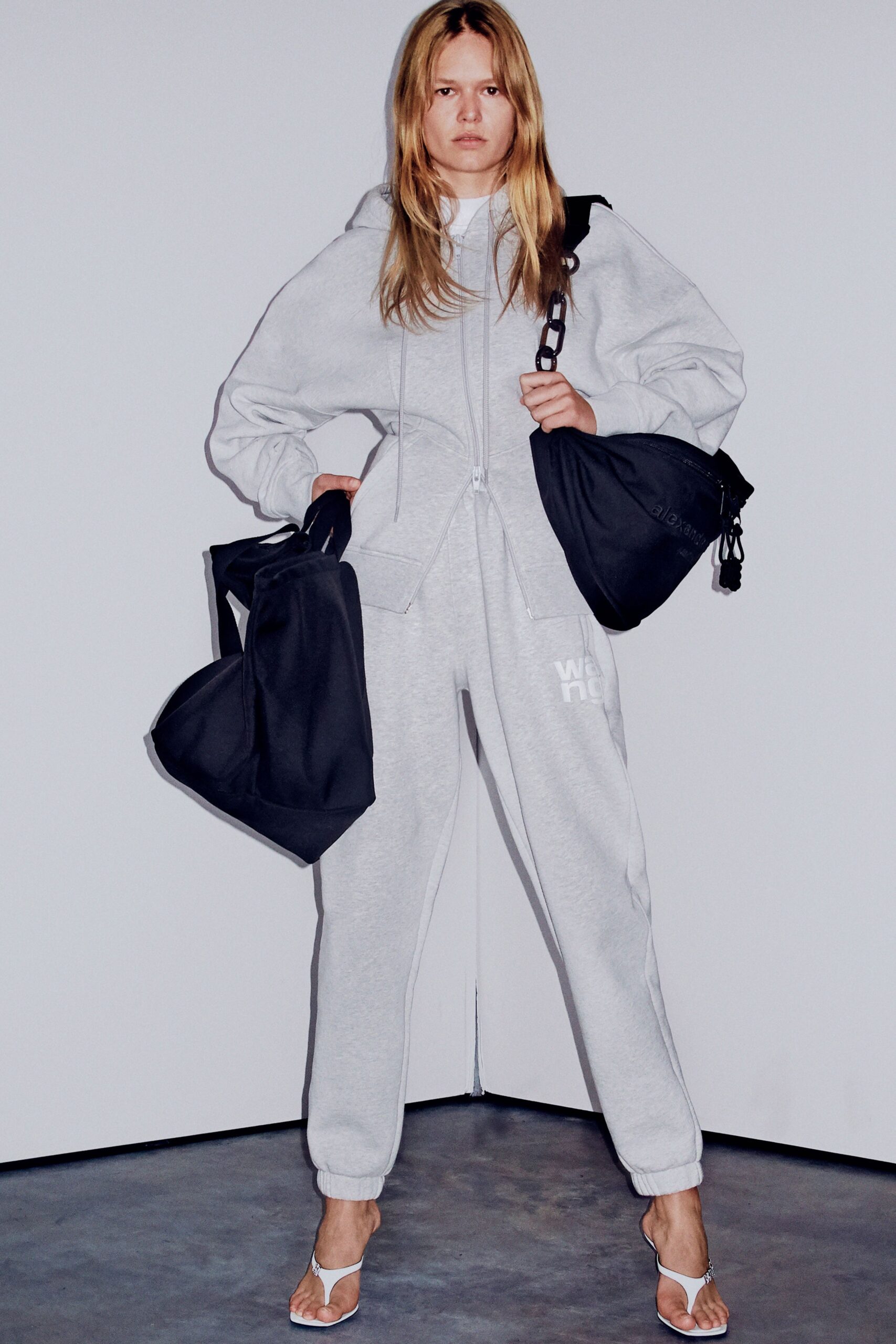 gray oversized hoodie and pants