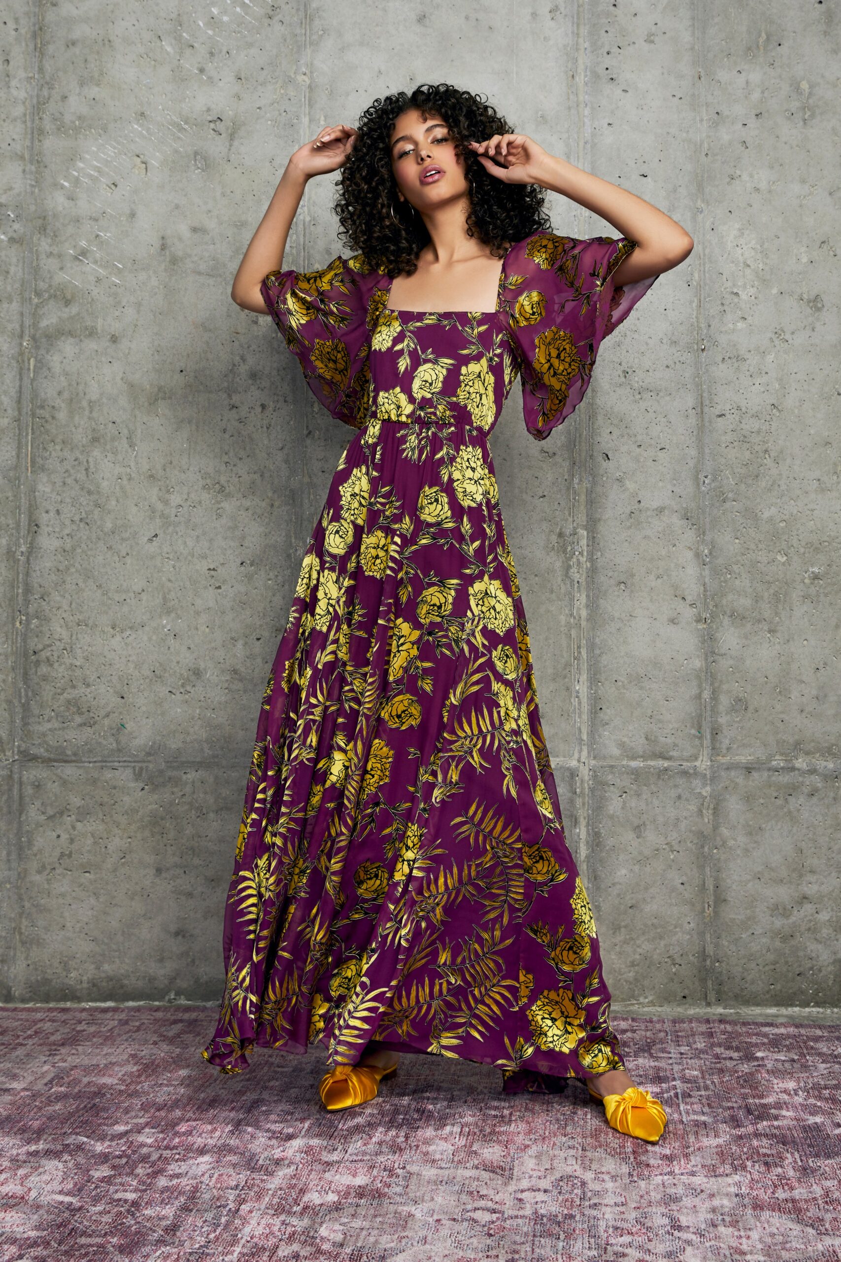 purple floral maxi dress