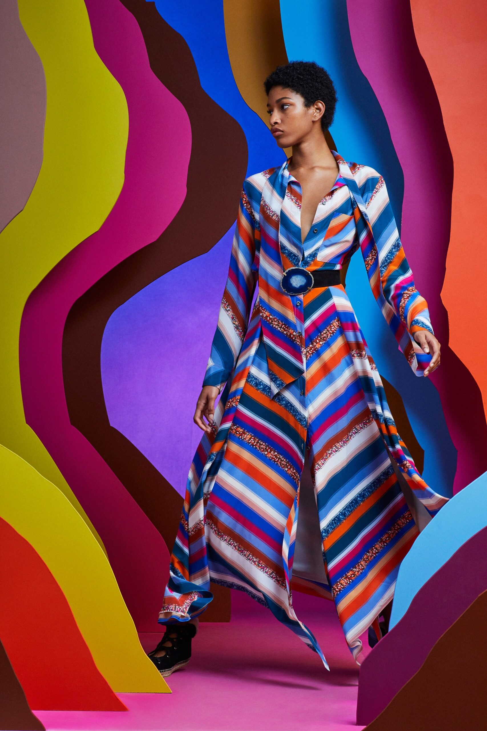 striped silk maxi dress