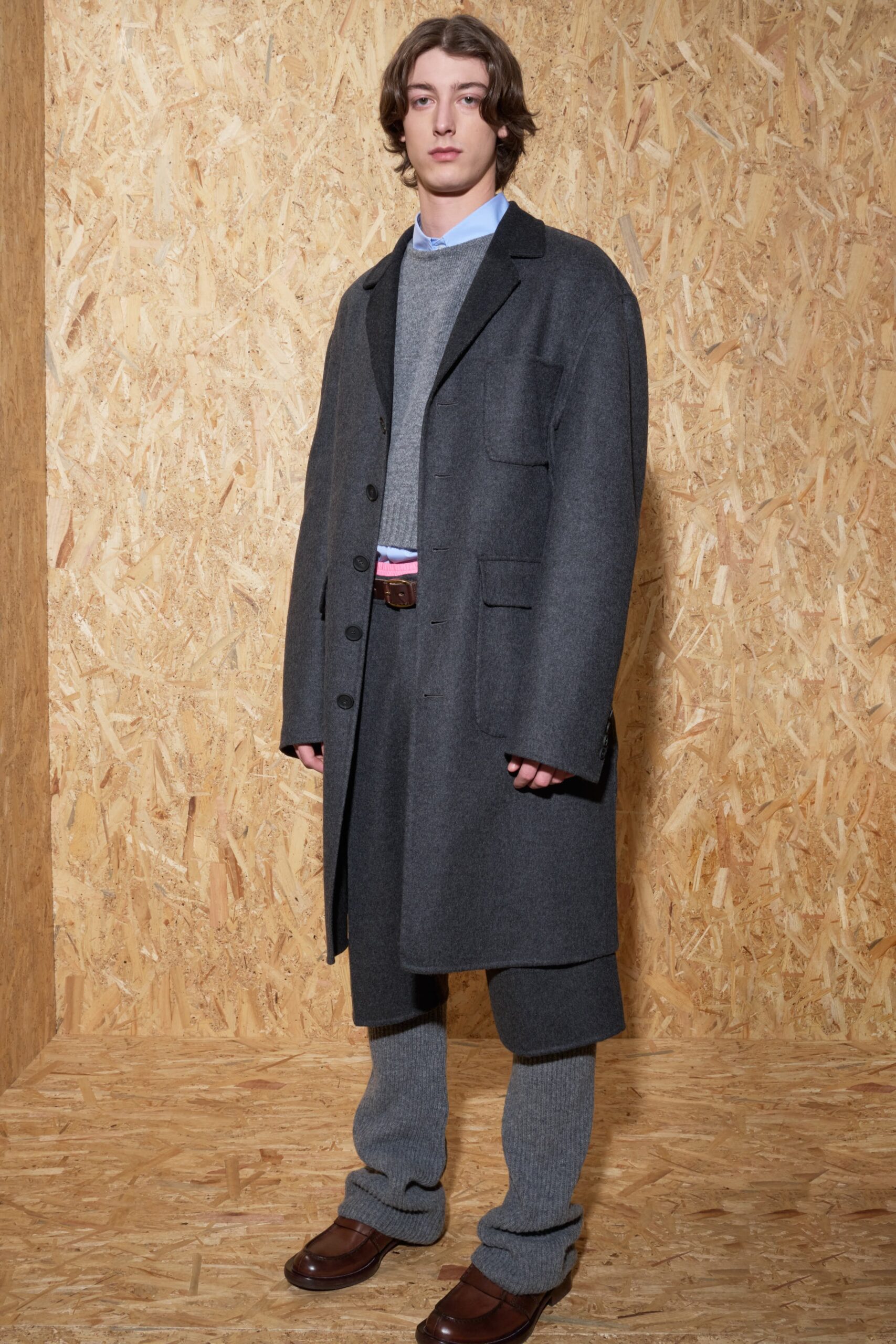 gray wool coat and sweater