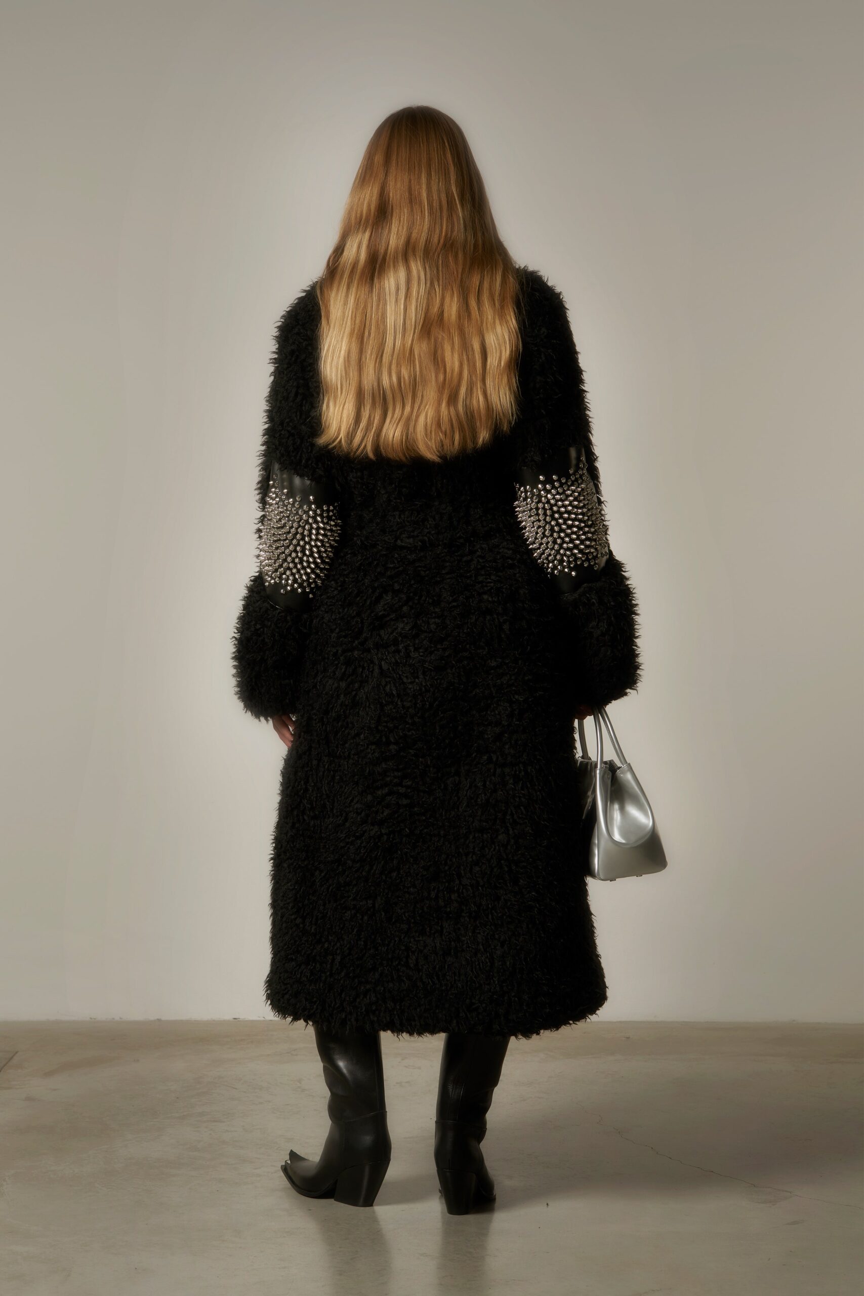 black fur relaxed coat