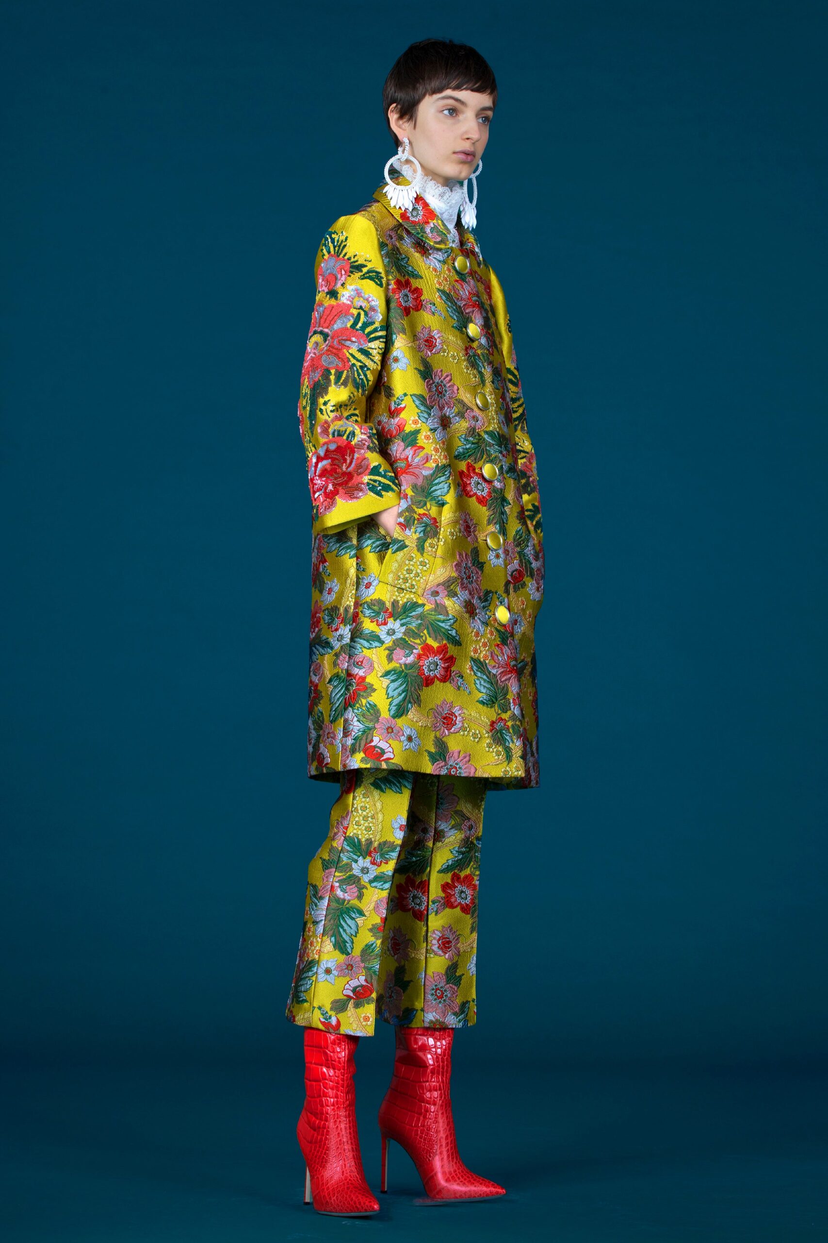 floral silk coat and pants
