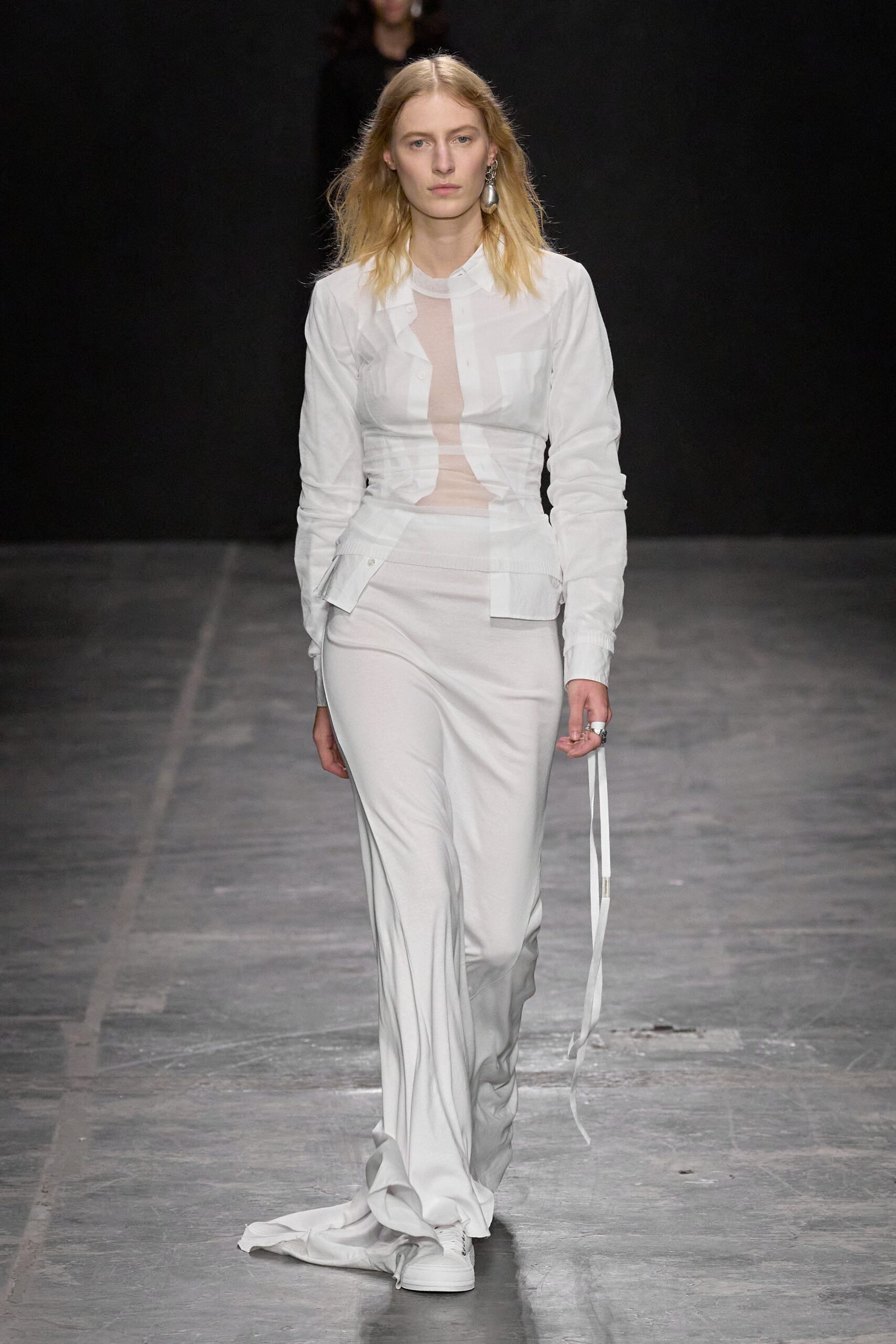 white fitted shirt and dress