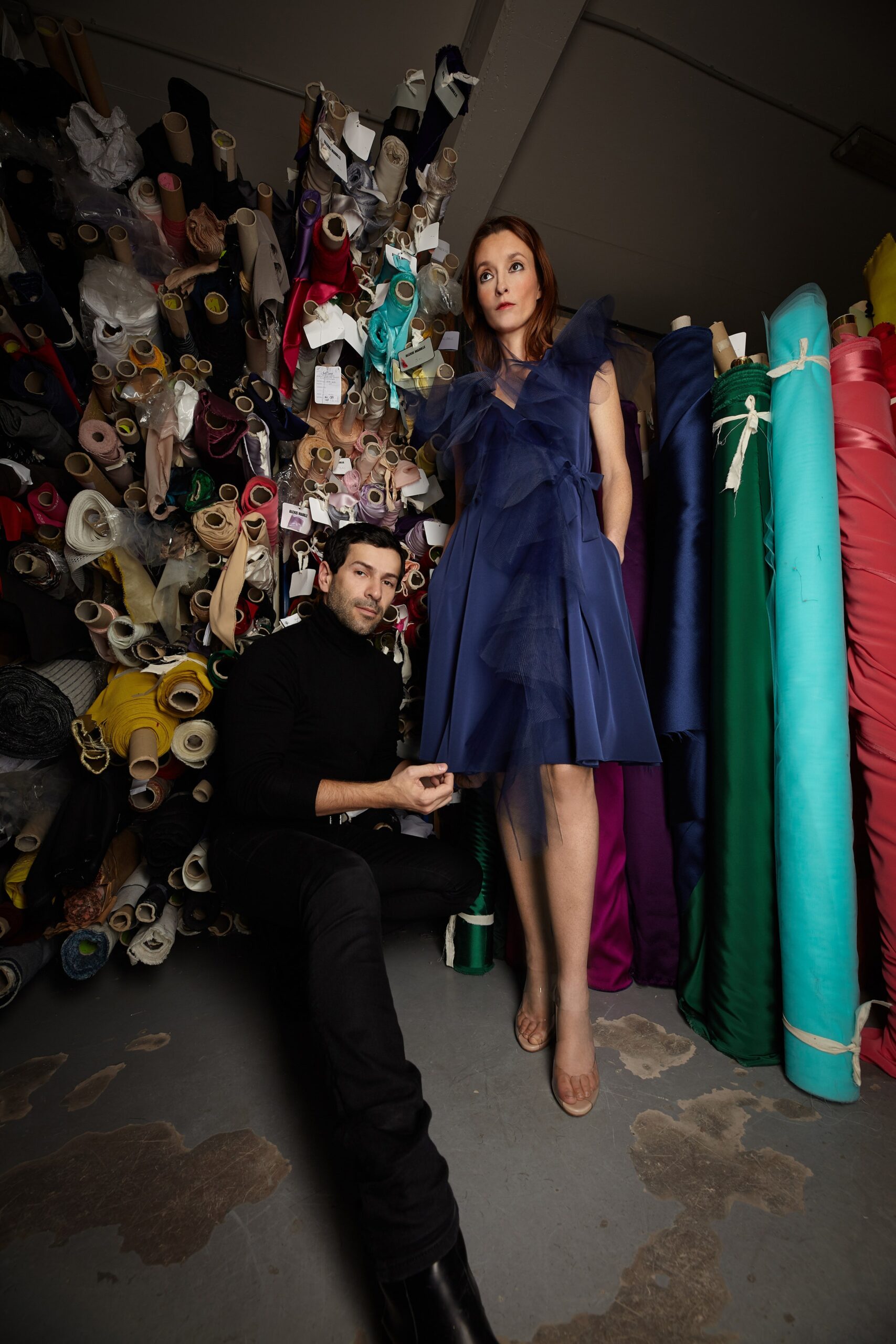 blue pleated sleeveless dress