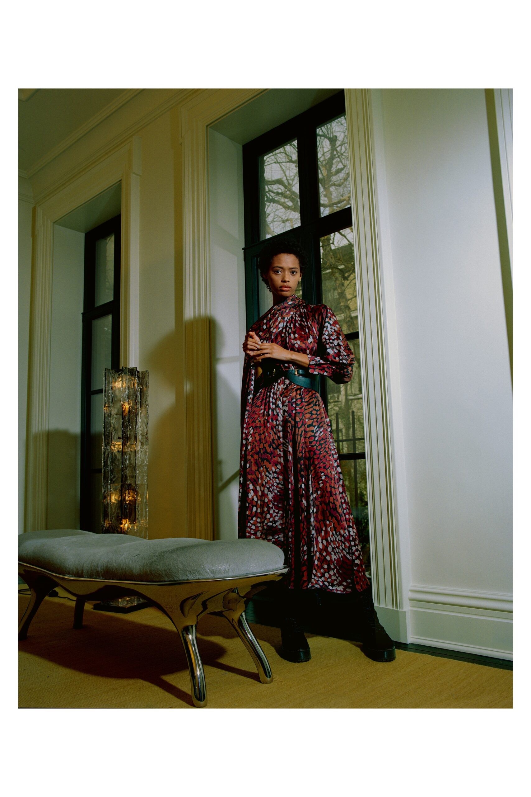 red black white printed maxi dress