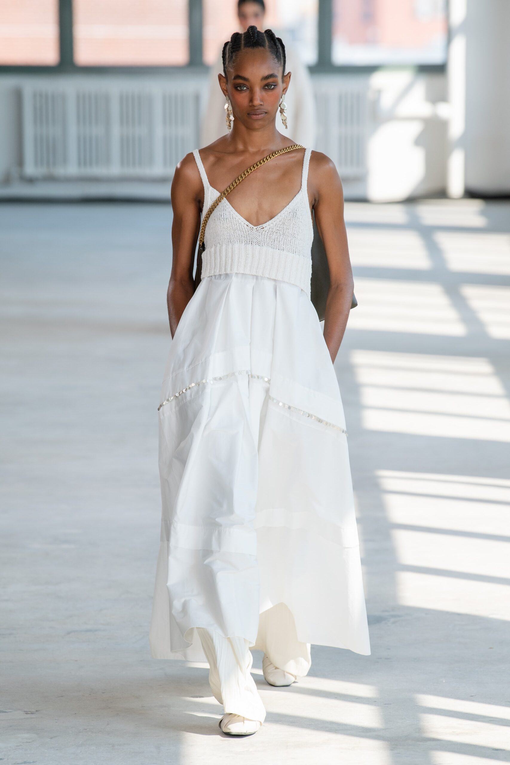 white sleeveless tiered maxi dress