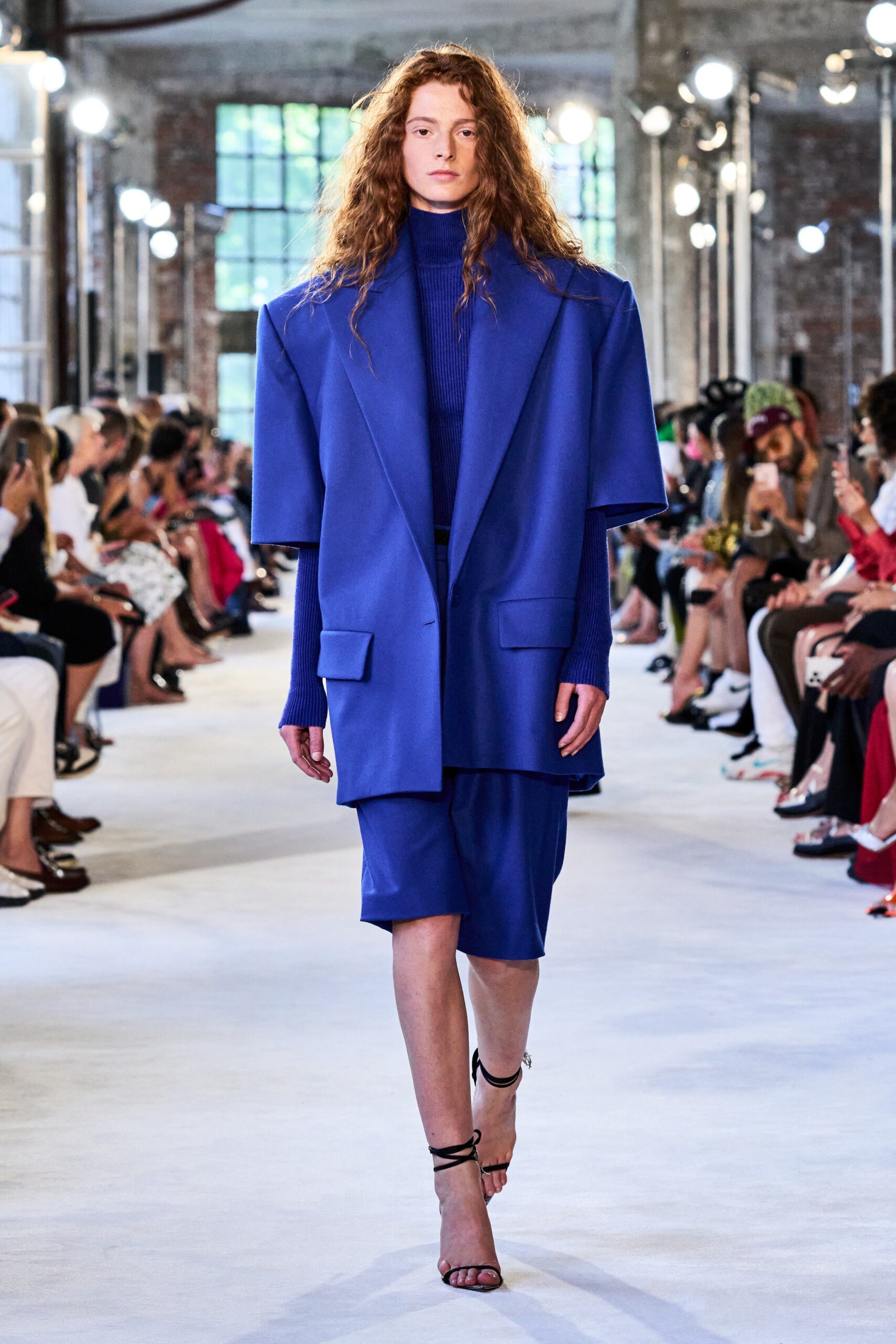 oversized blue blazer and shorts