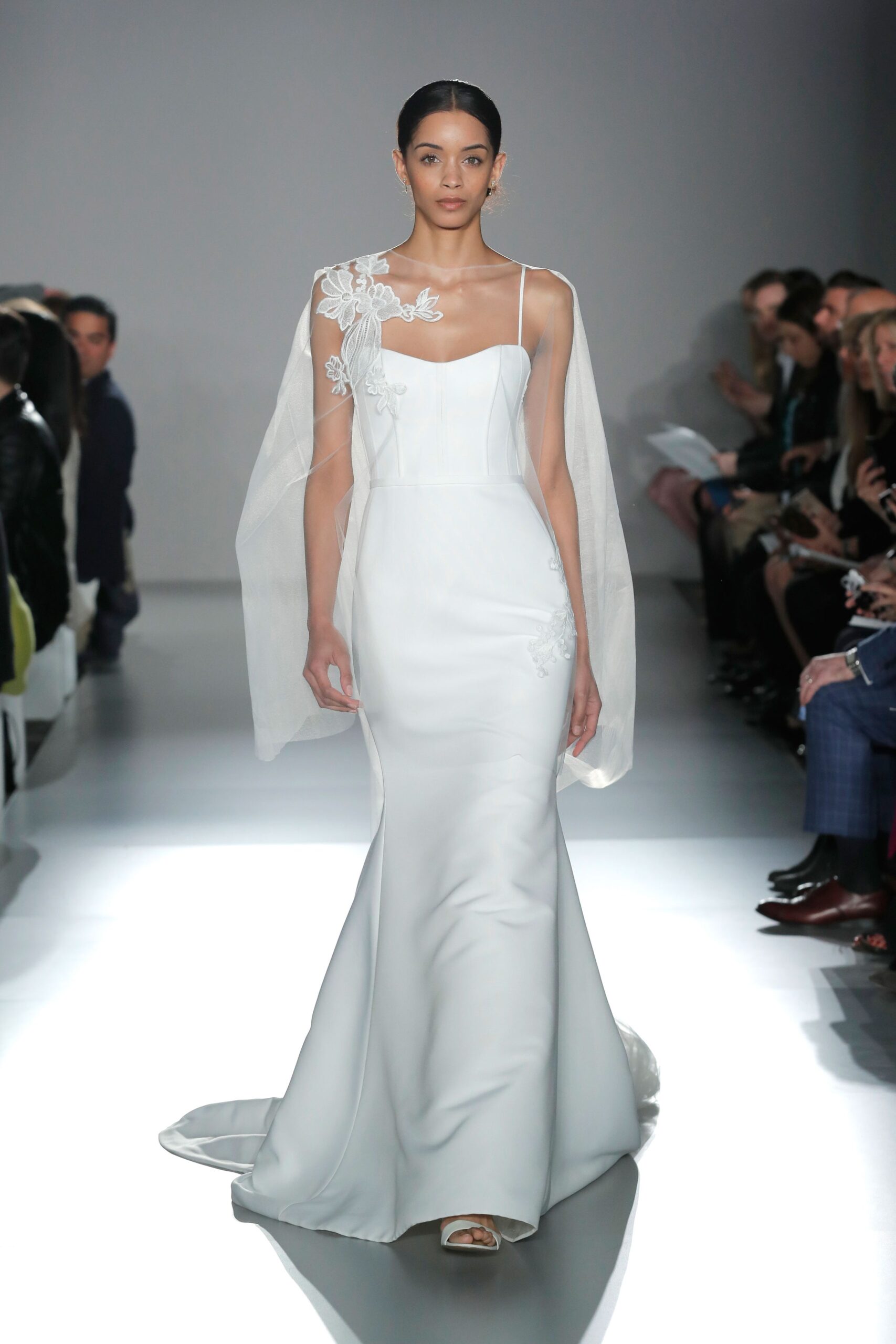 white chiffon sleeveless relaxed layered sheer cape
