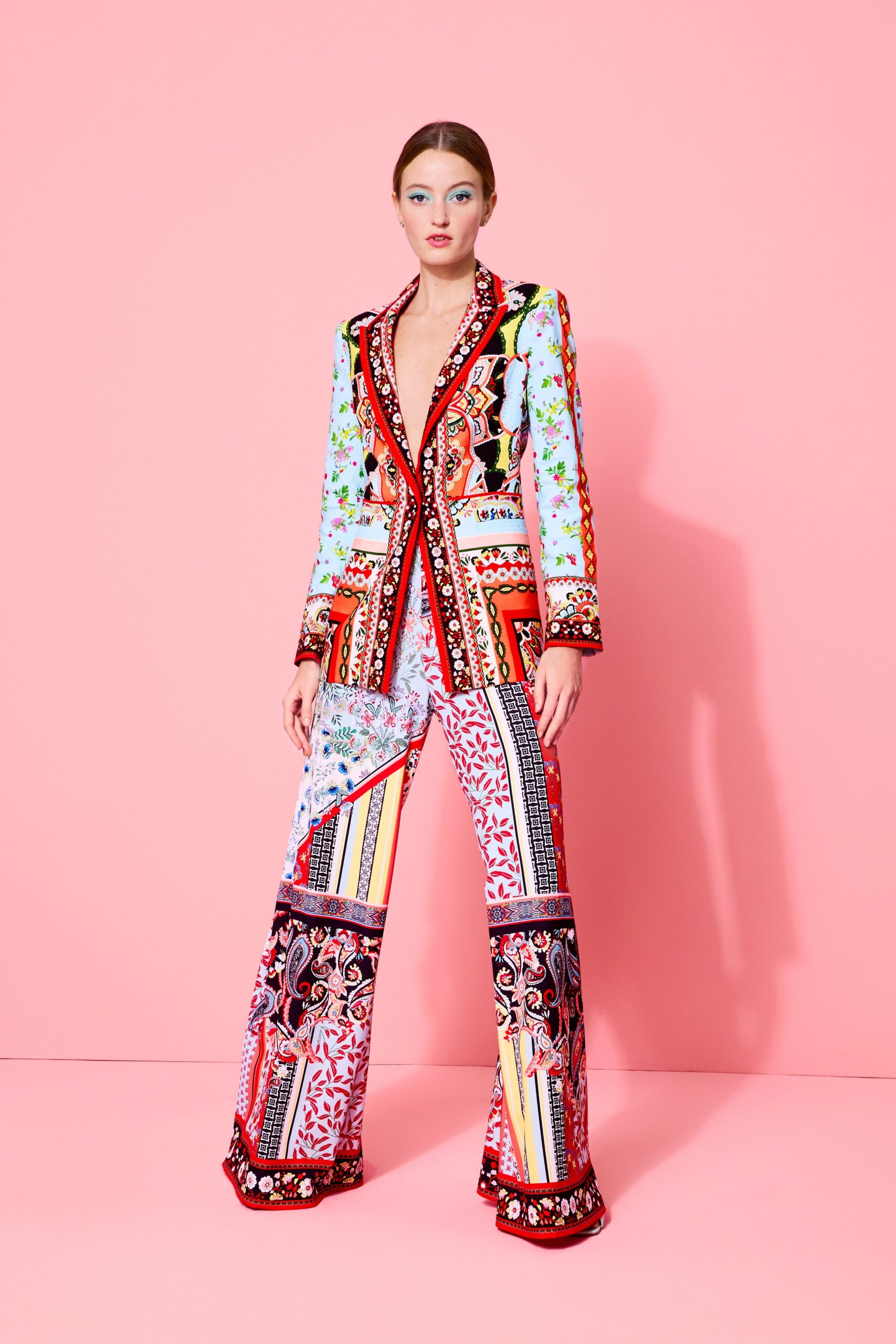 multi-colored fitted suit