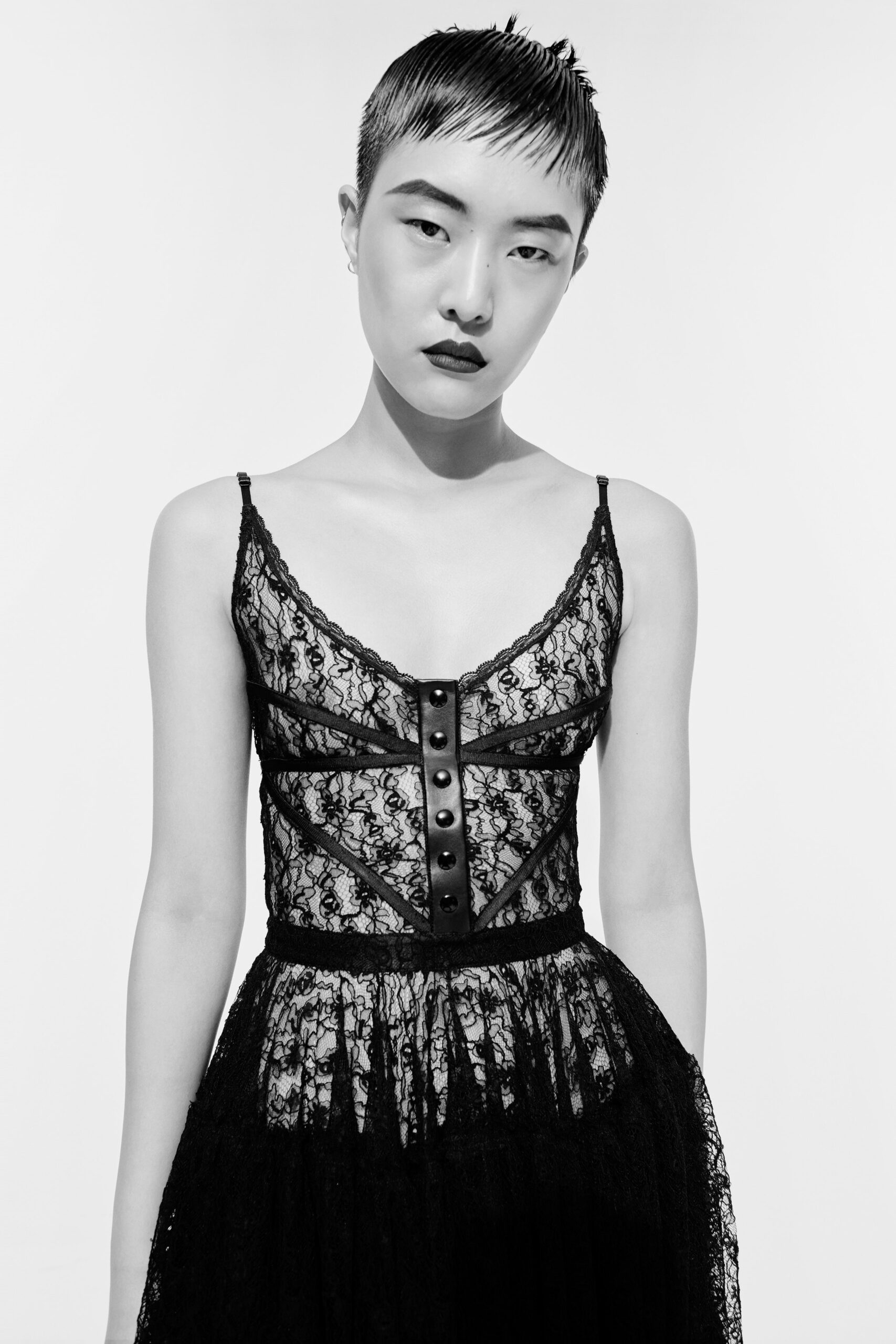black lace fitted midi dress