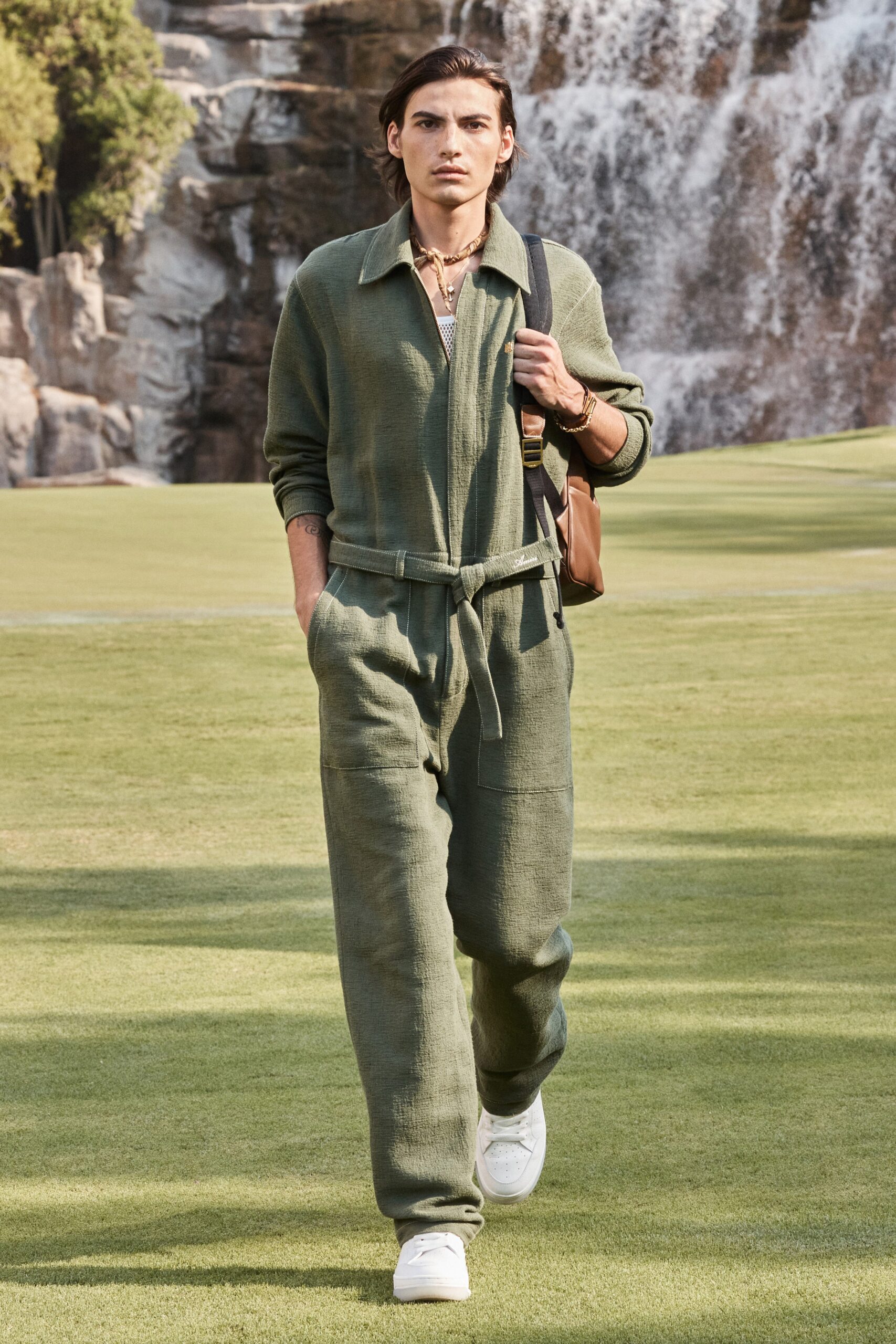 relaxed green cotton jumpsuit