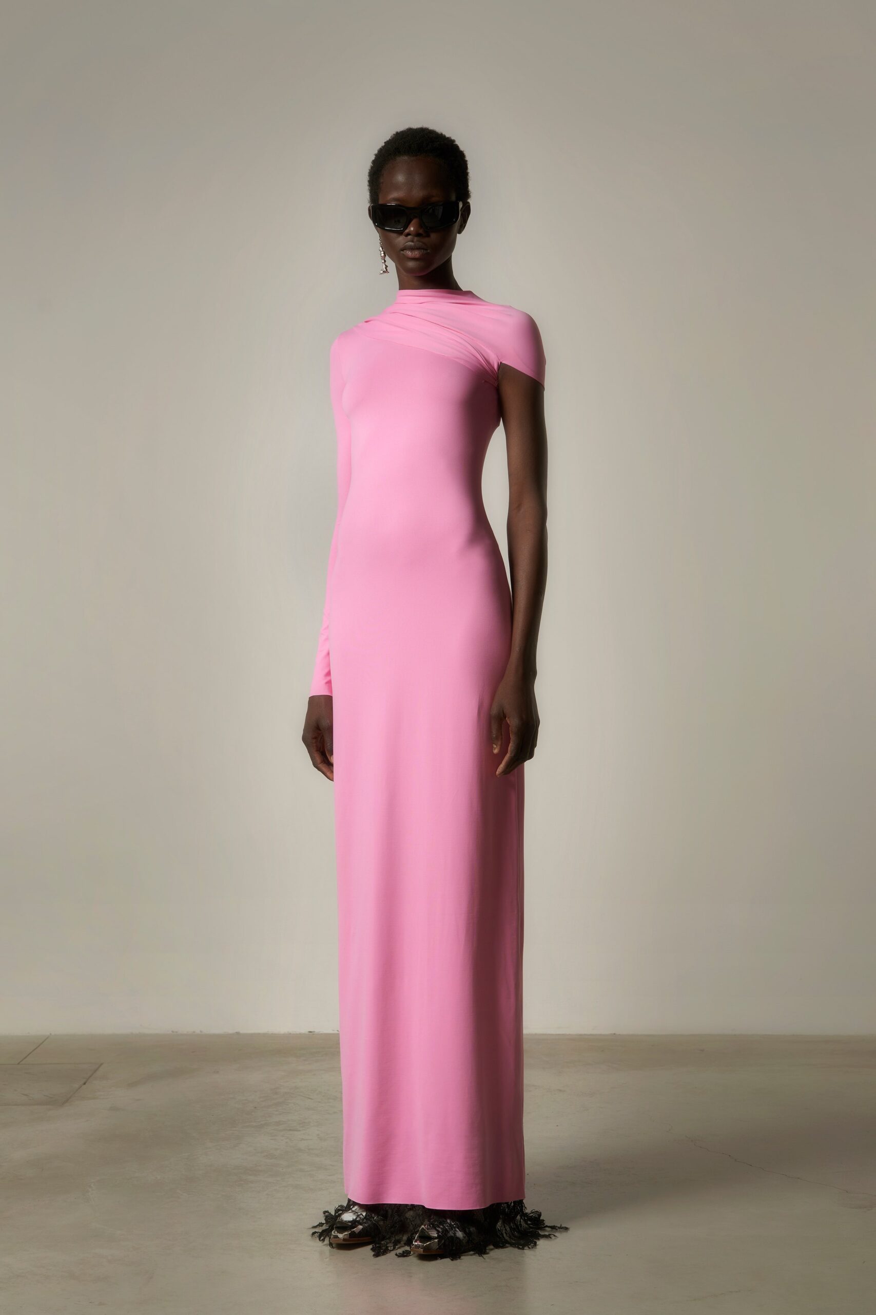 fitted pink cotton gown