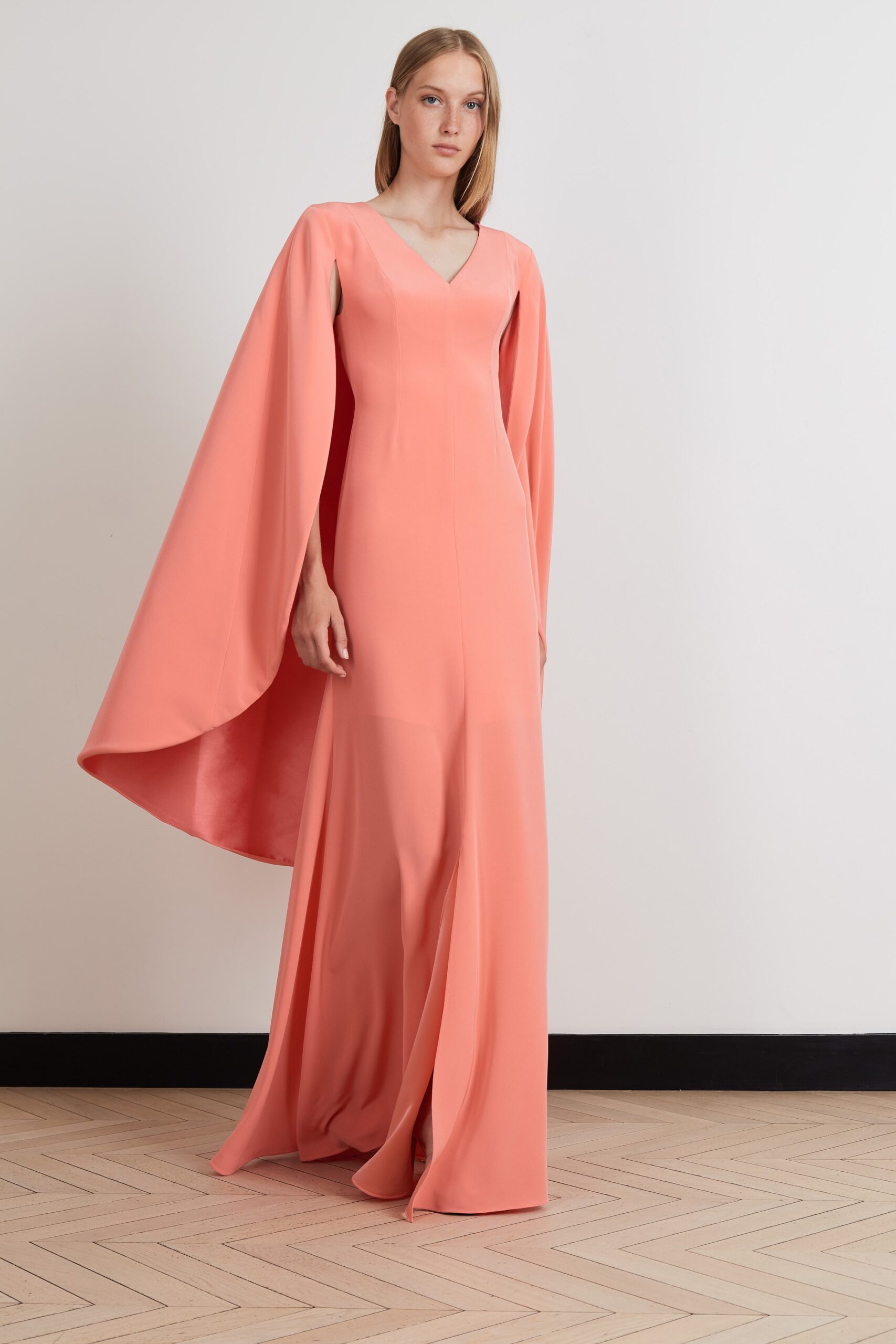 pink silk relaxed draped flowing cape