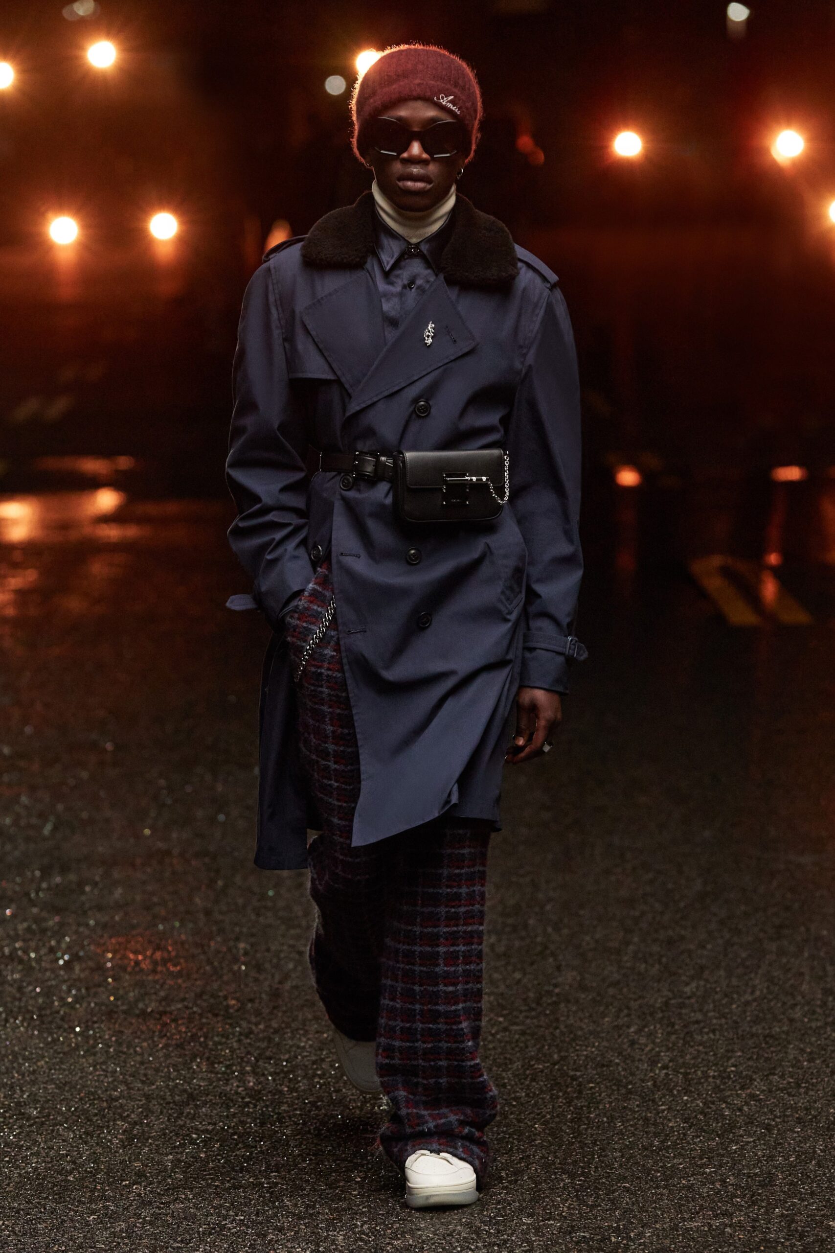 blue cotton long-sleeve collared relaxed buttoned trench