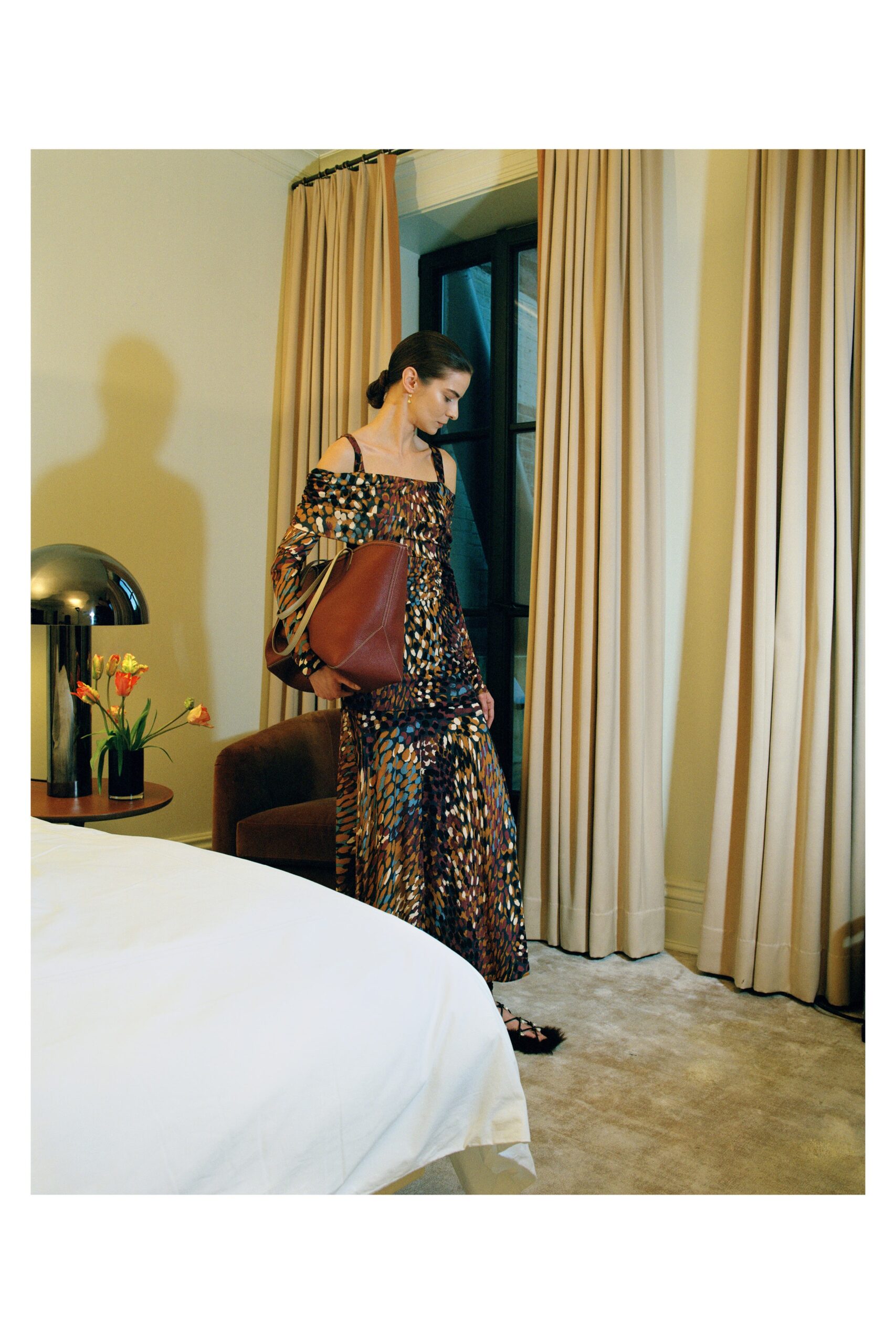 multi-colored silk maxi dress