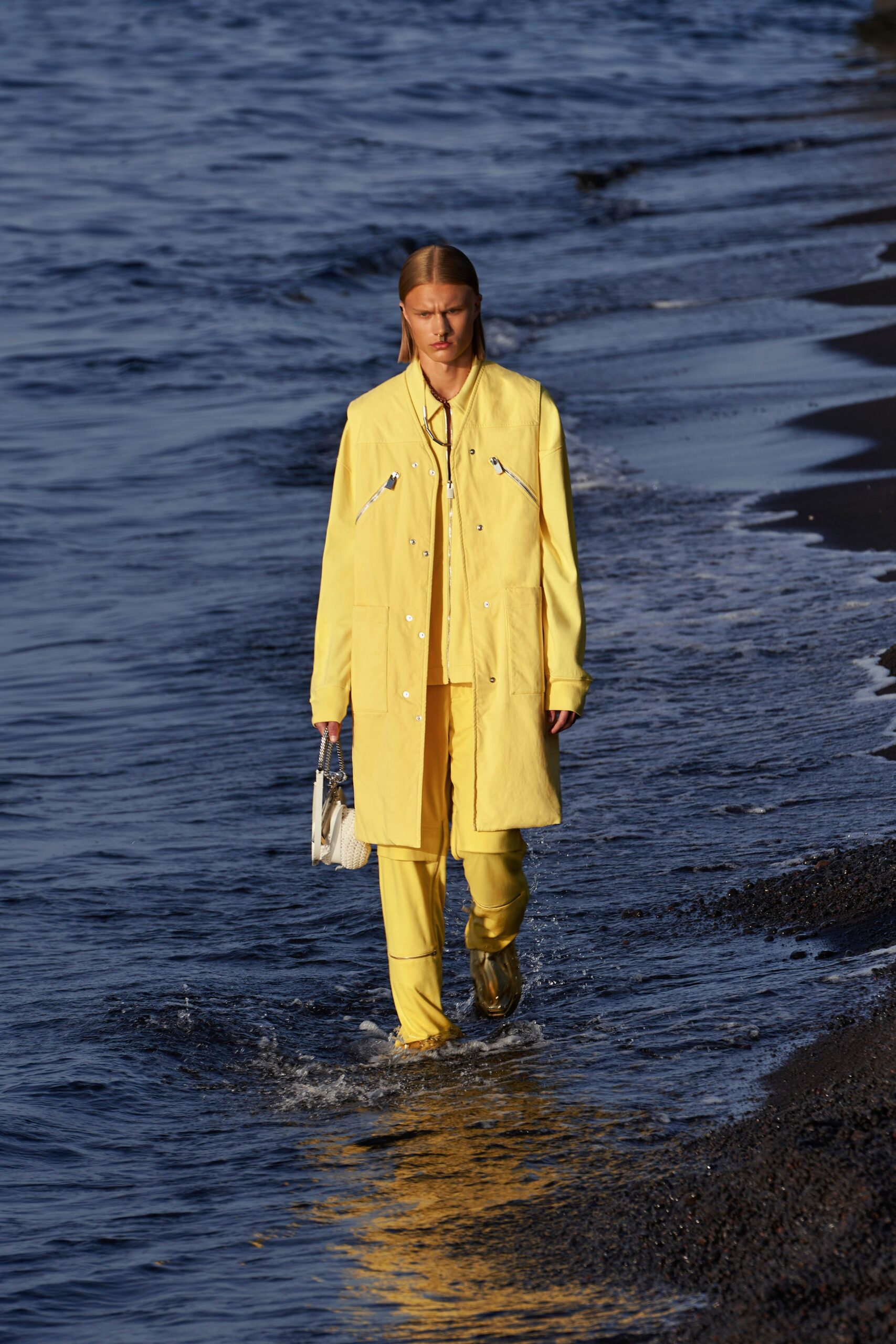 yellow cotton coat and pants