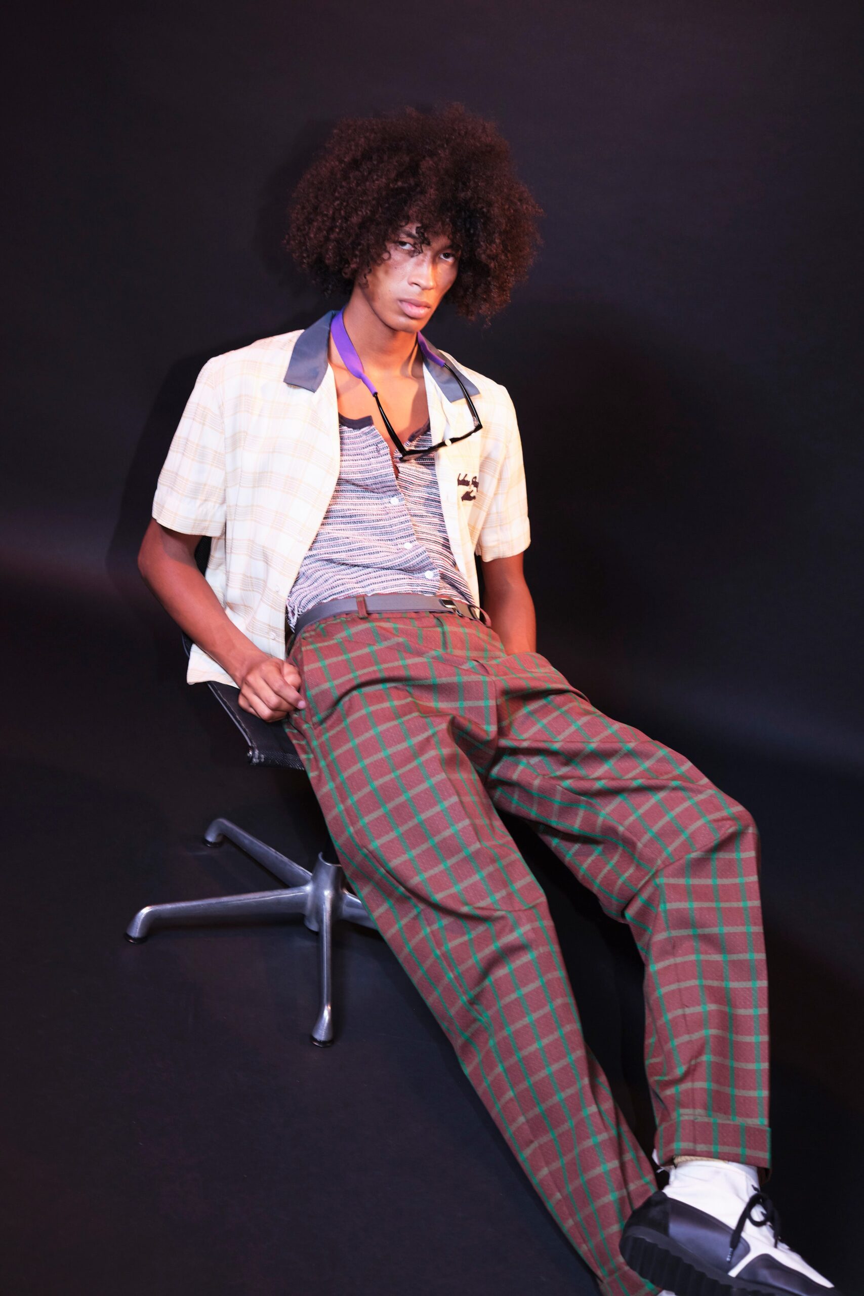 checked shirt and pants