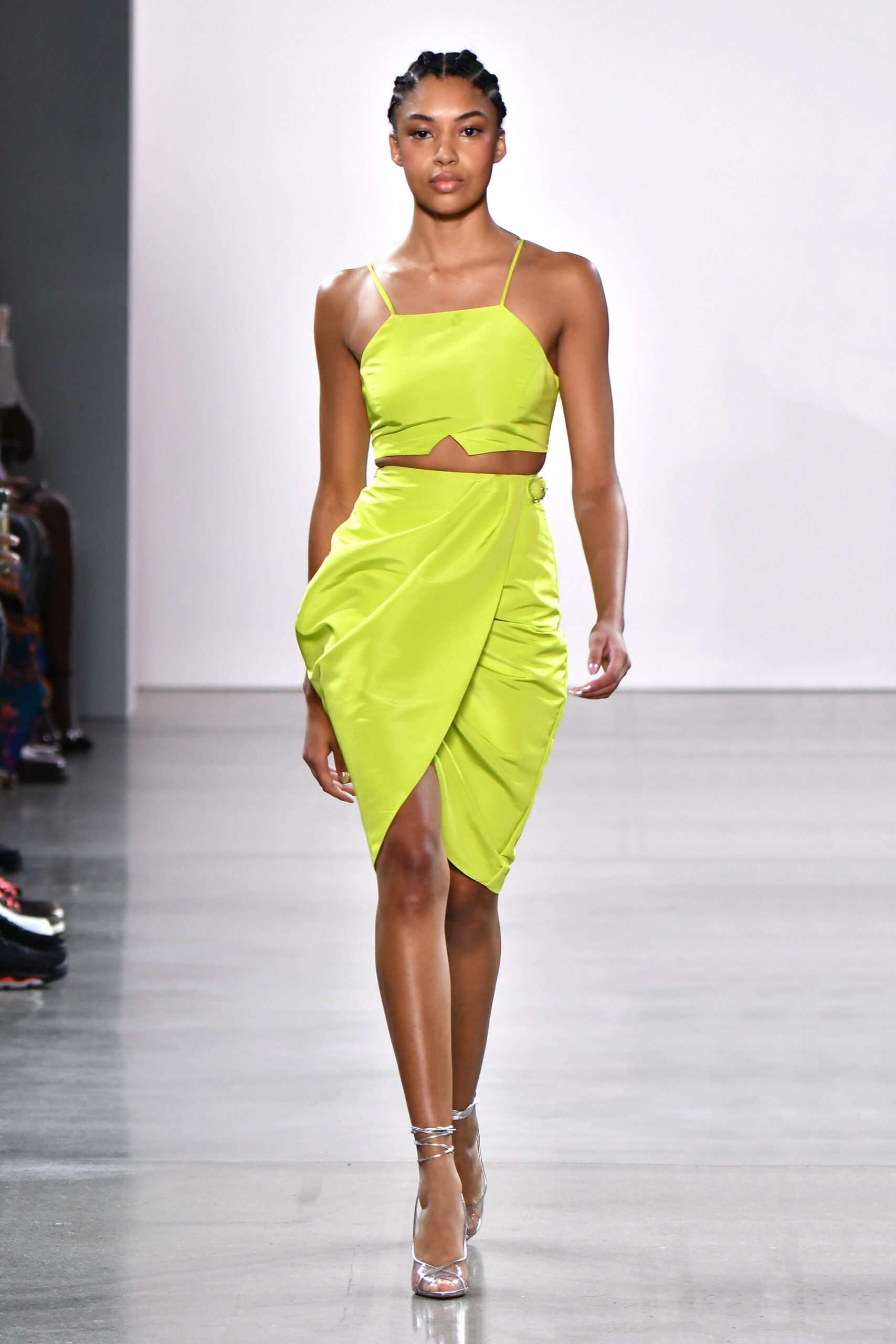 fitted green silk dress