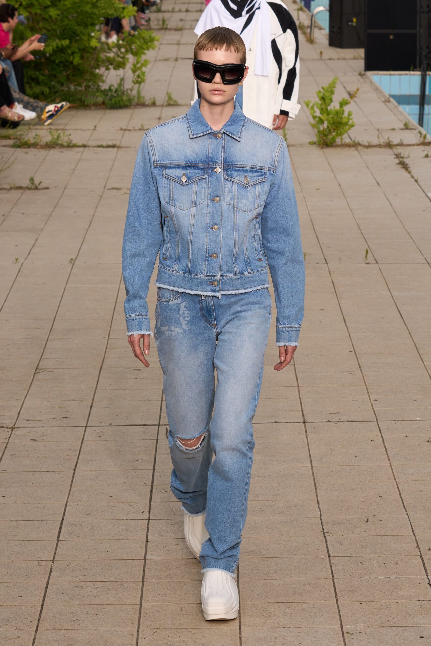 blue denim jacket and pants