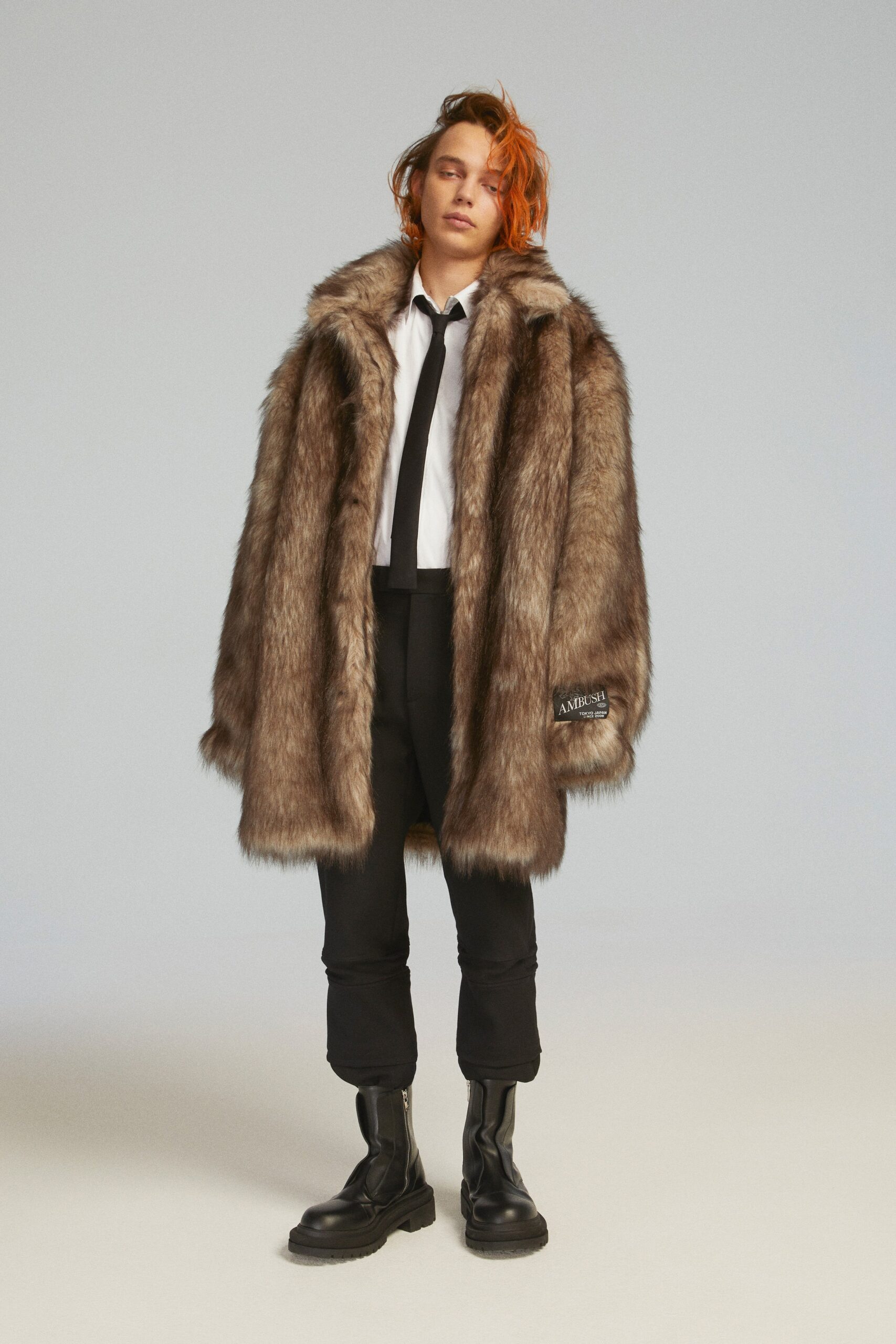 brown fur relaxed coat